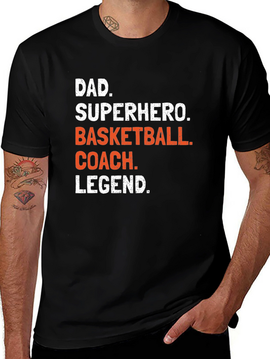 Dad Superhero Basketball Coach Legend T-Shirt