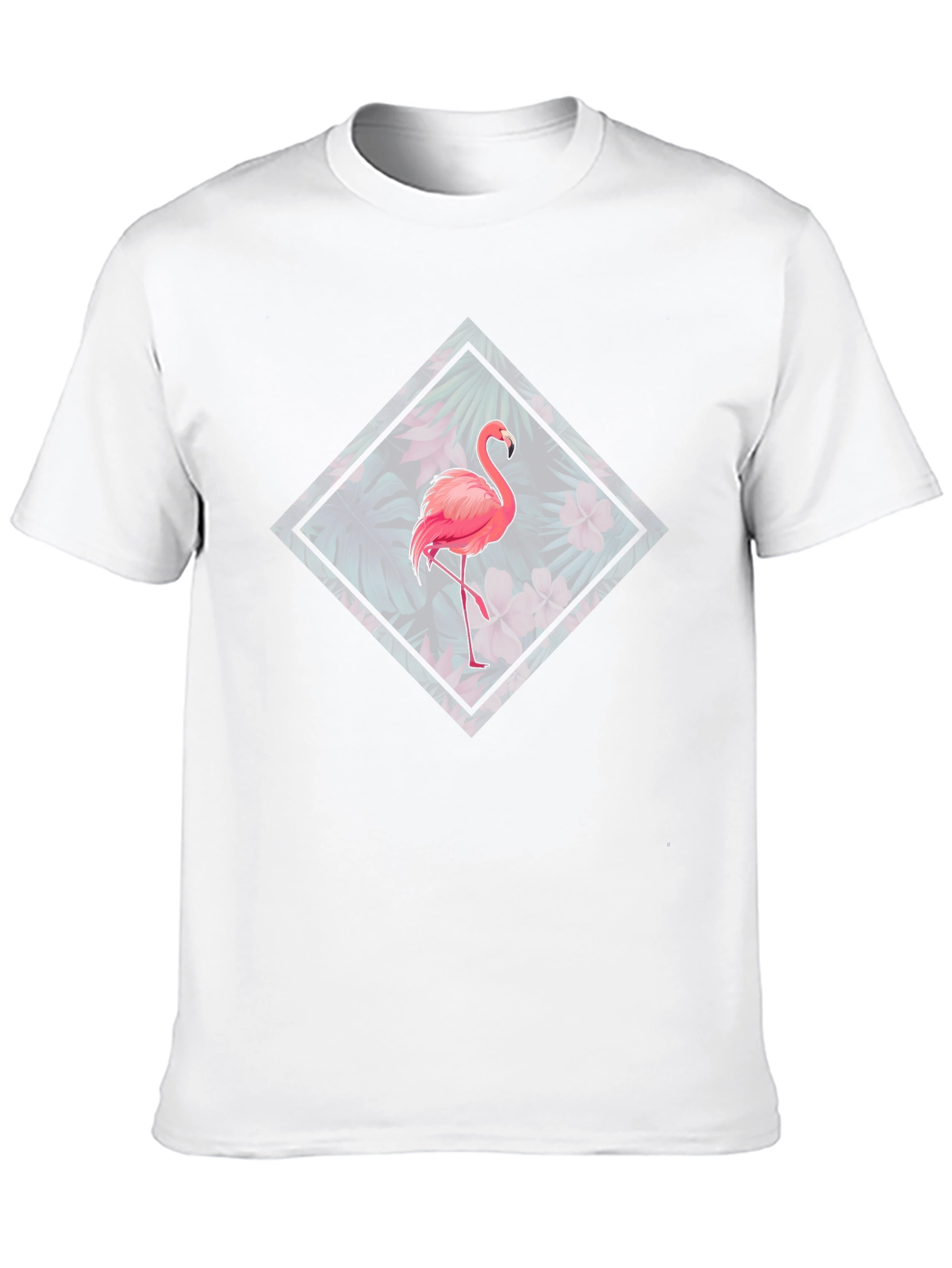 Flamingo Floral Graphic Tee - Tropical Bird Design