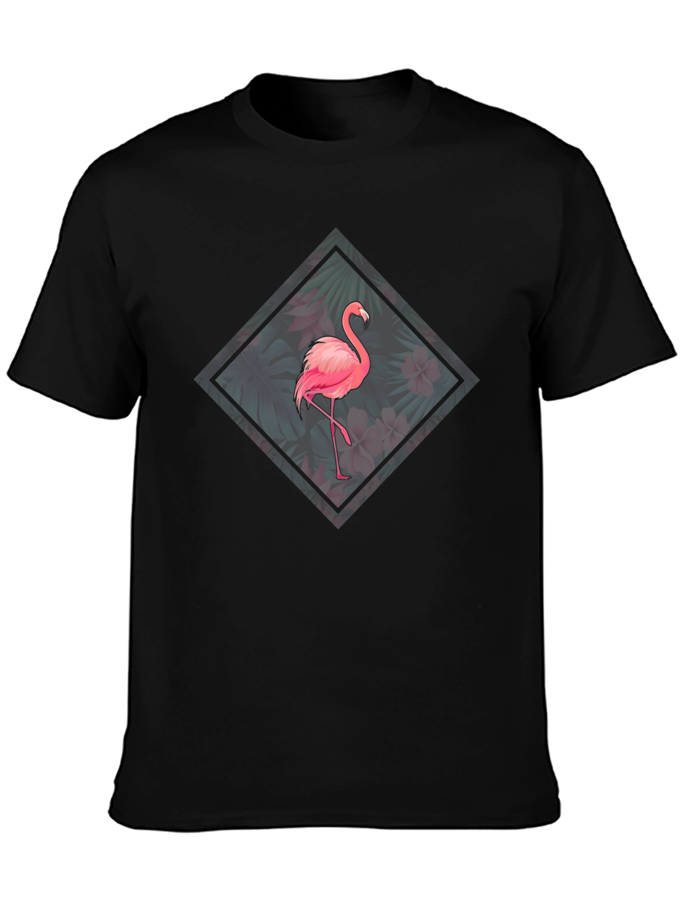 Flamingo Floral Graphic Tee - Tropical Bird Design