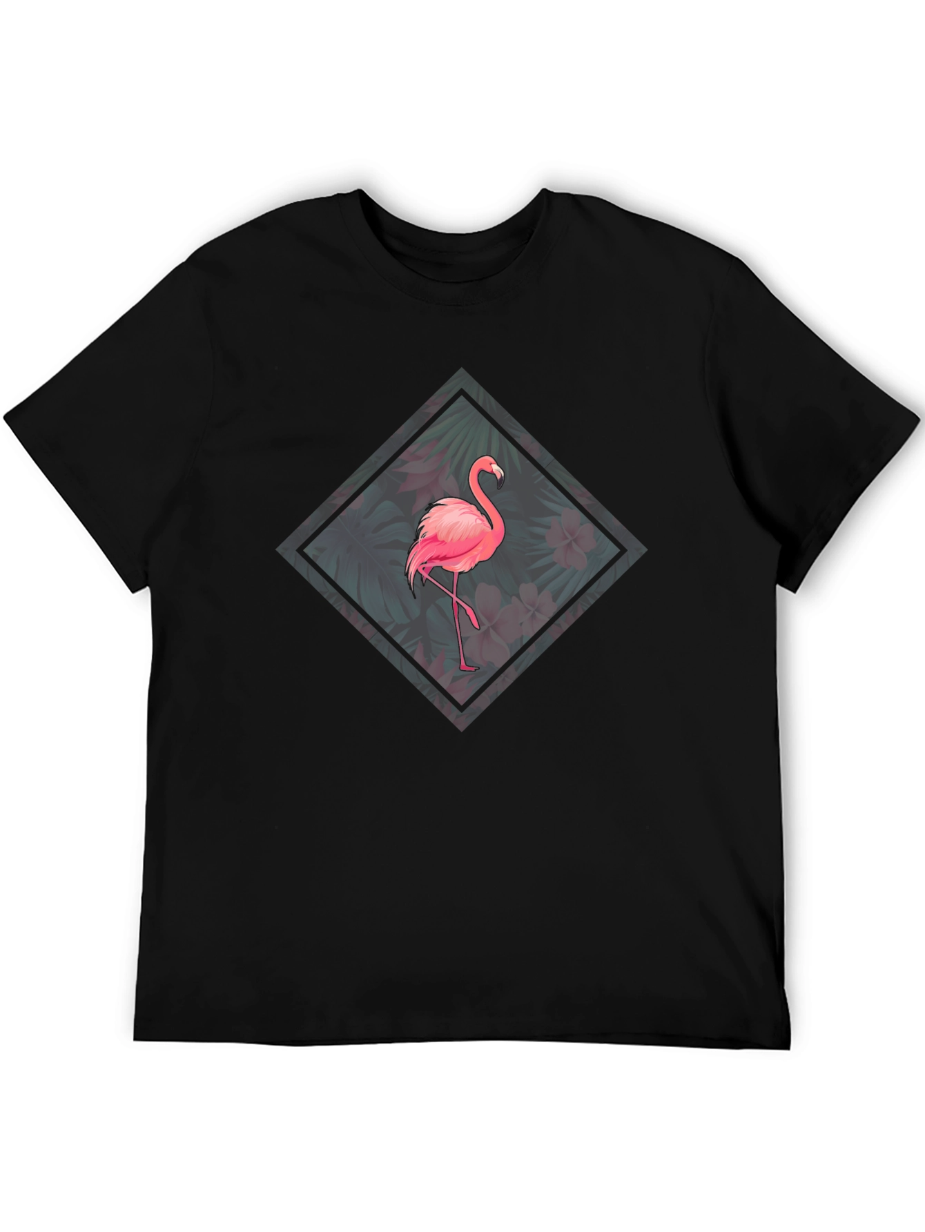 Flamingo Floral Graphic Tee - Tropical Bird Design