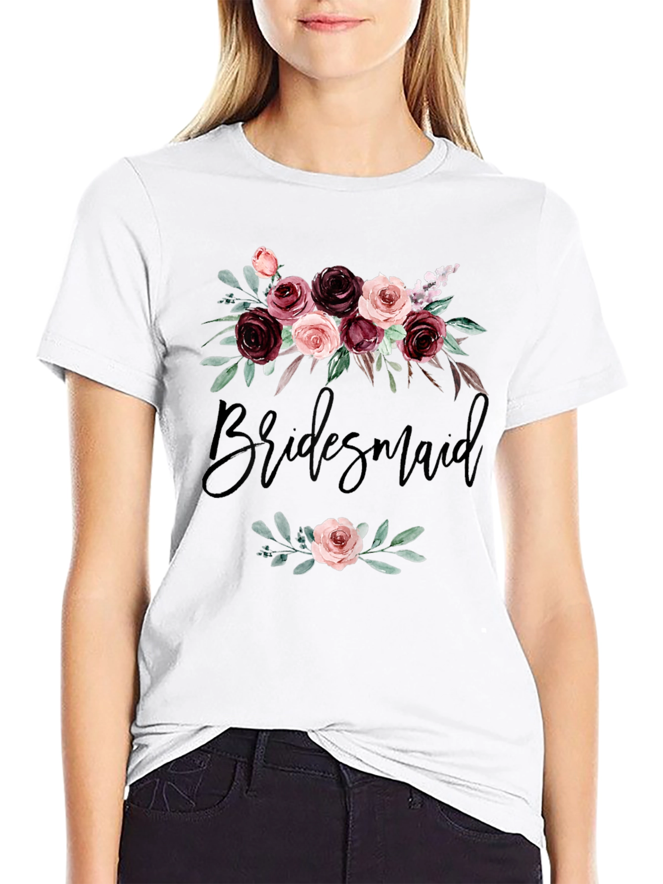 Floral Bridesmaid Crew Neck T-shirt