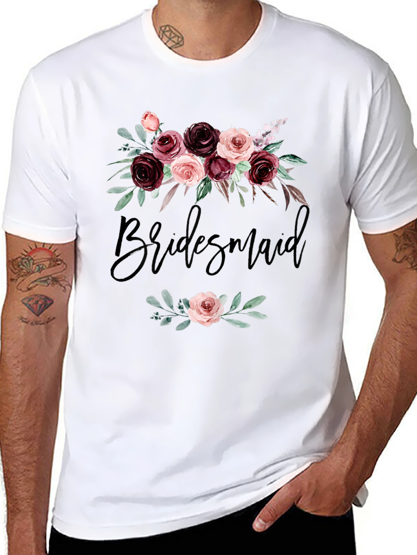 Floral Bridesmaid Crew Neck T-shirt