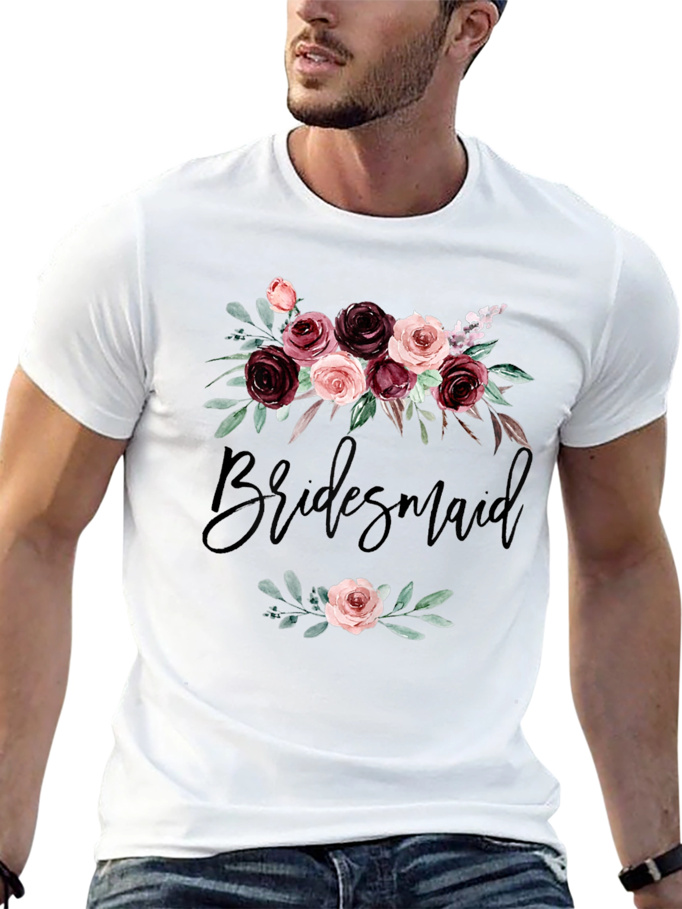 Floral Bridesmaid Crew Neck T-shirt