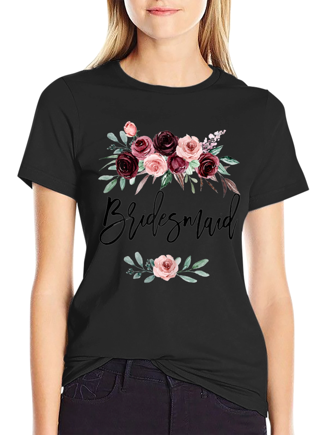 Floral Bridesmaid Crew Neck T-shirt