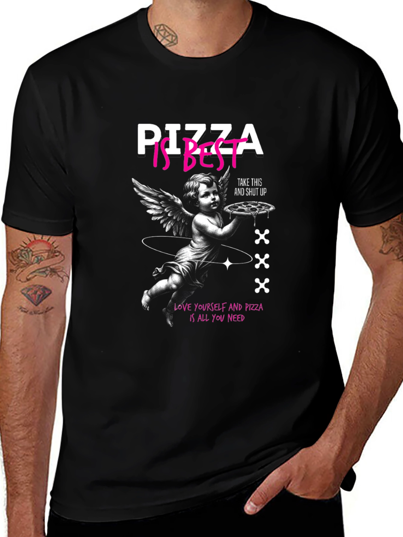 Pizza Is Best Angel Graphic T-Shirt