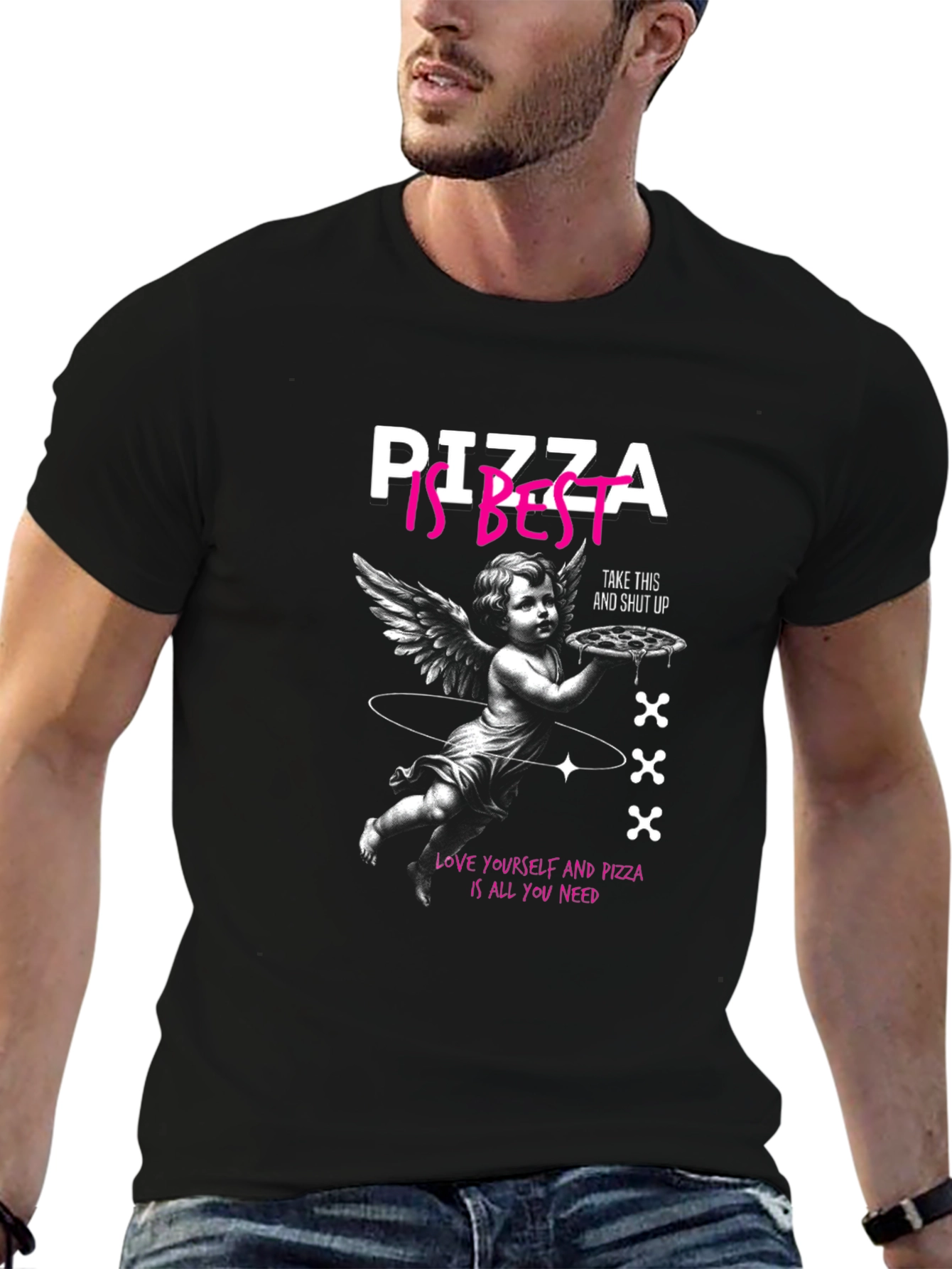 Pizza Is Best Angel Graphic T-Shirt