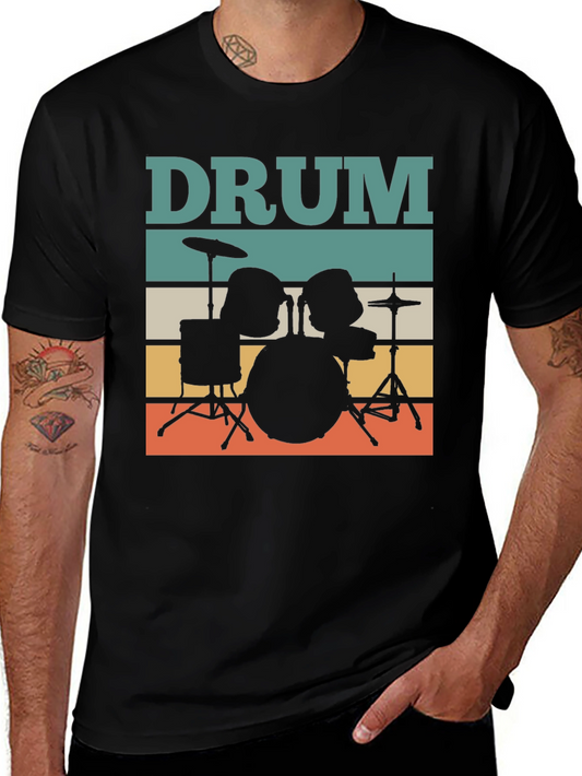 Retro Drum Set T-Shirt - Musician Tee