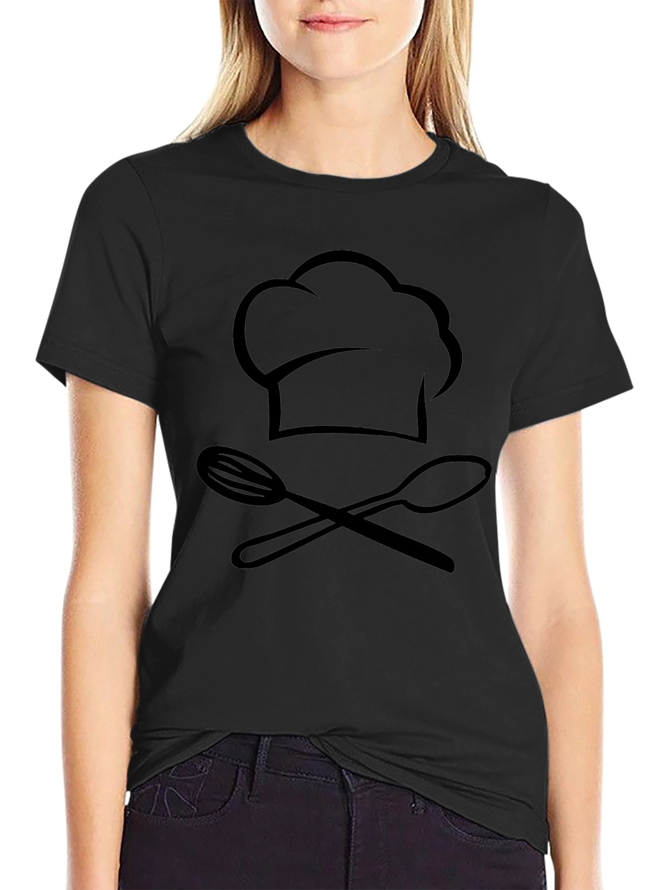 Chef Hat & Utensils Graphic T-Shirt - Black