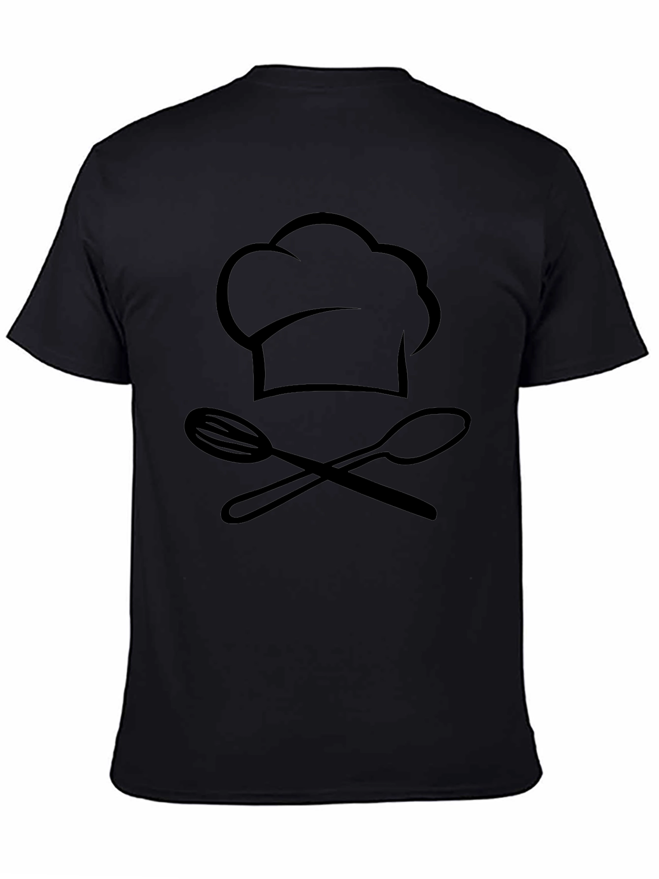 Chef Hat & Utensils Graphic T-Shirt - Black