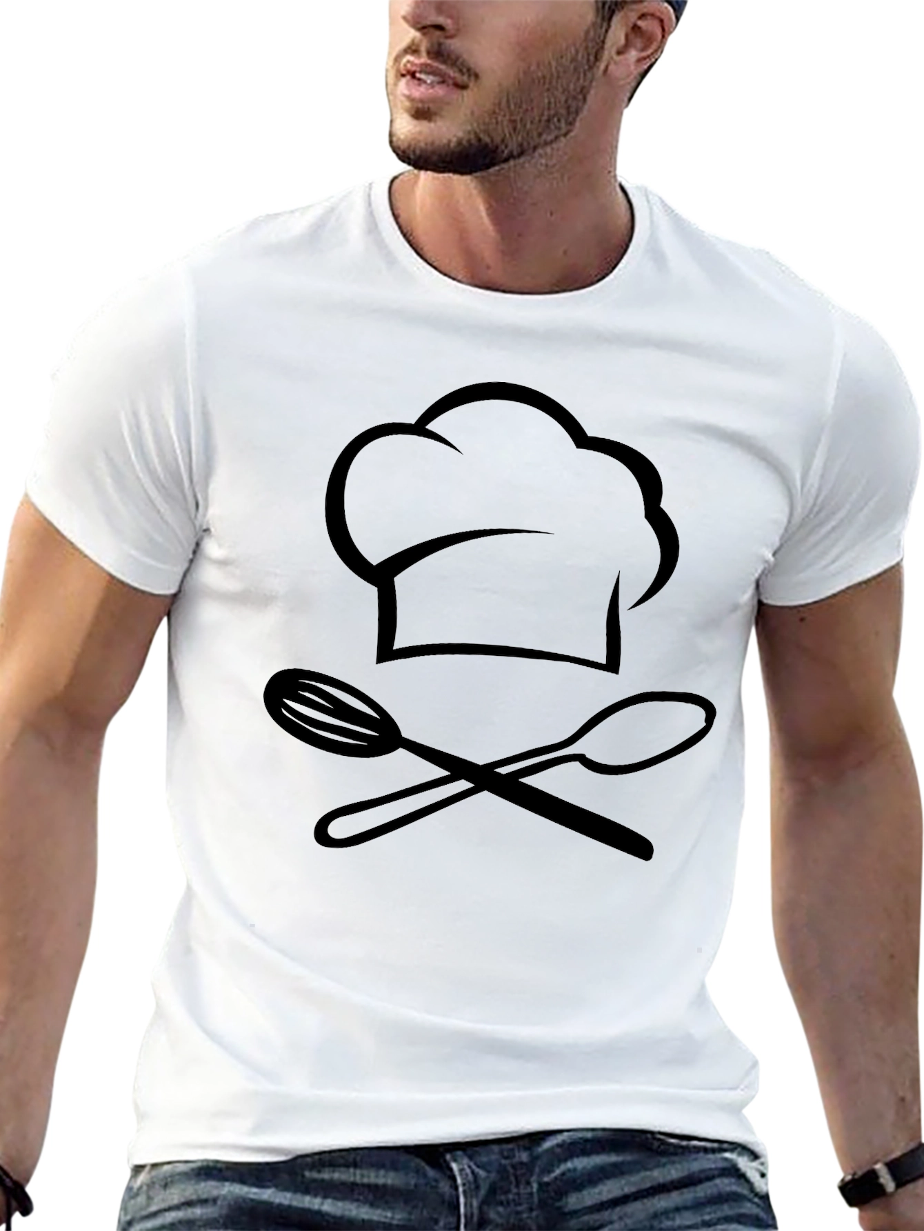 Chef Hat & Utensils Graphic T-Shirt - Black