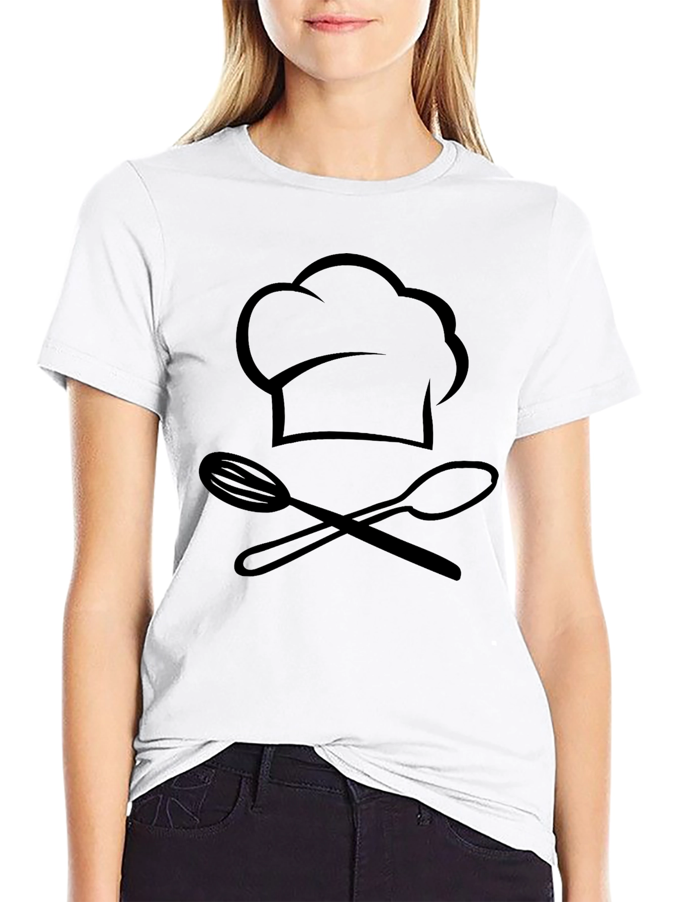 Chef Hat & Utensils Graphic T-Shirt - Black