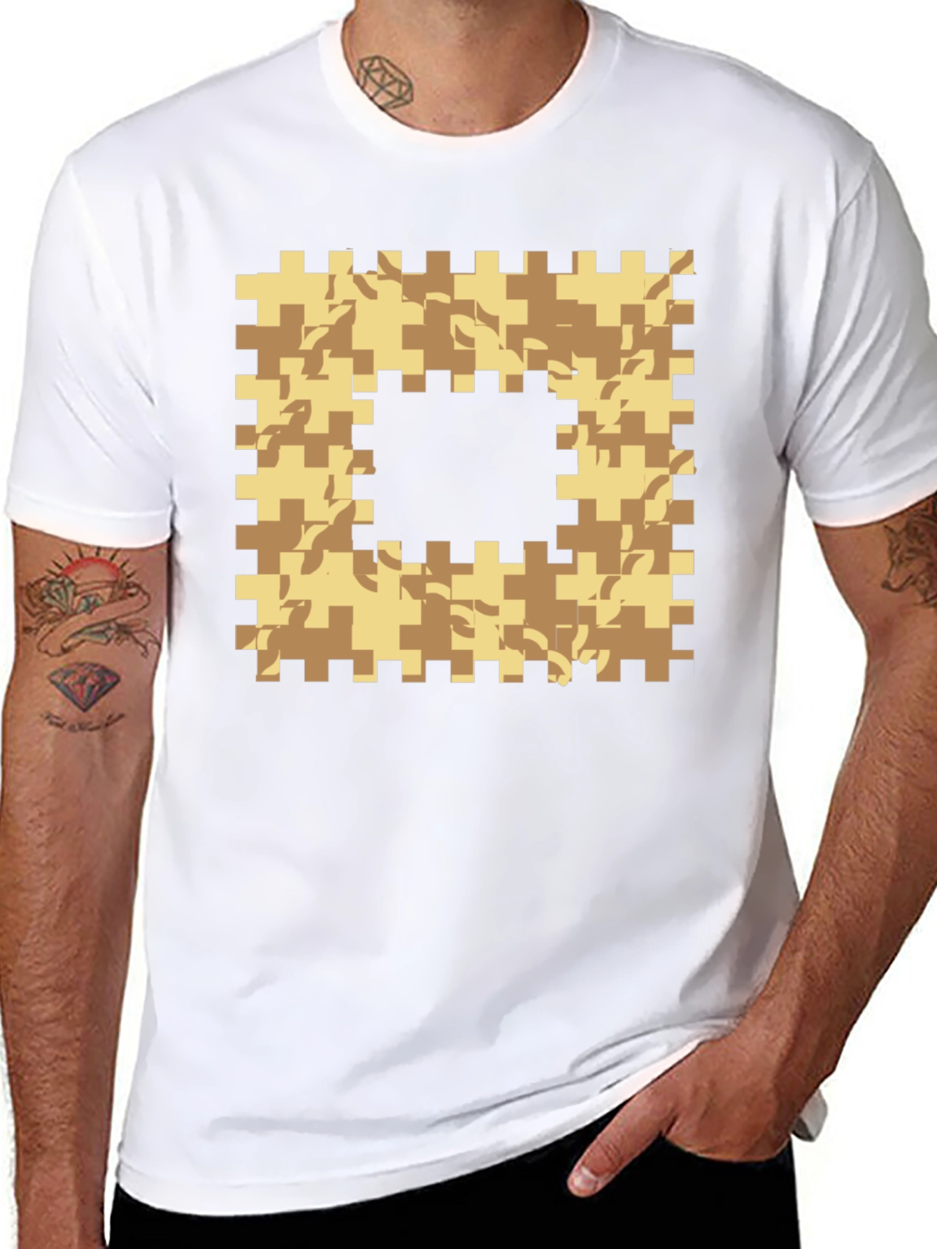 Geometric Camo Graphic T-Shirt - Black