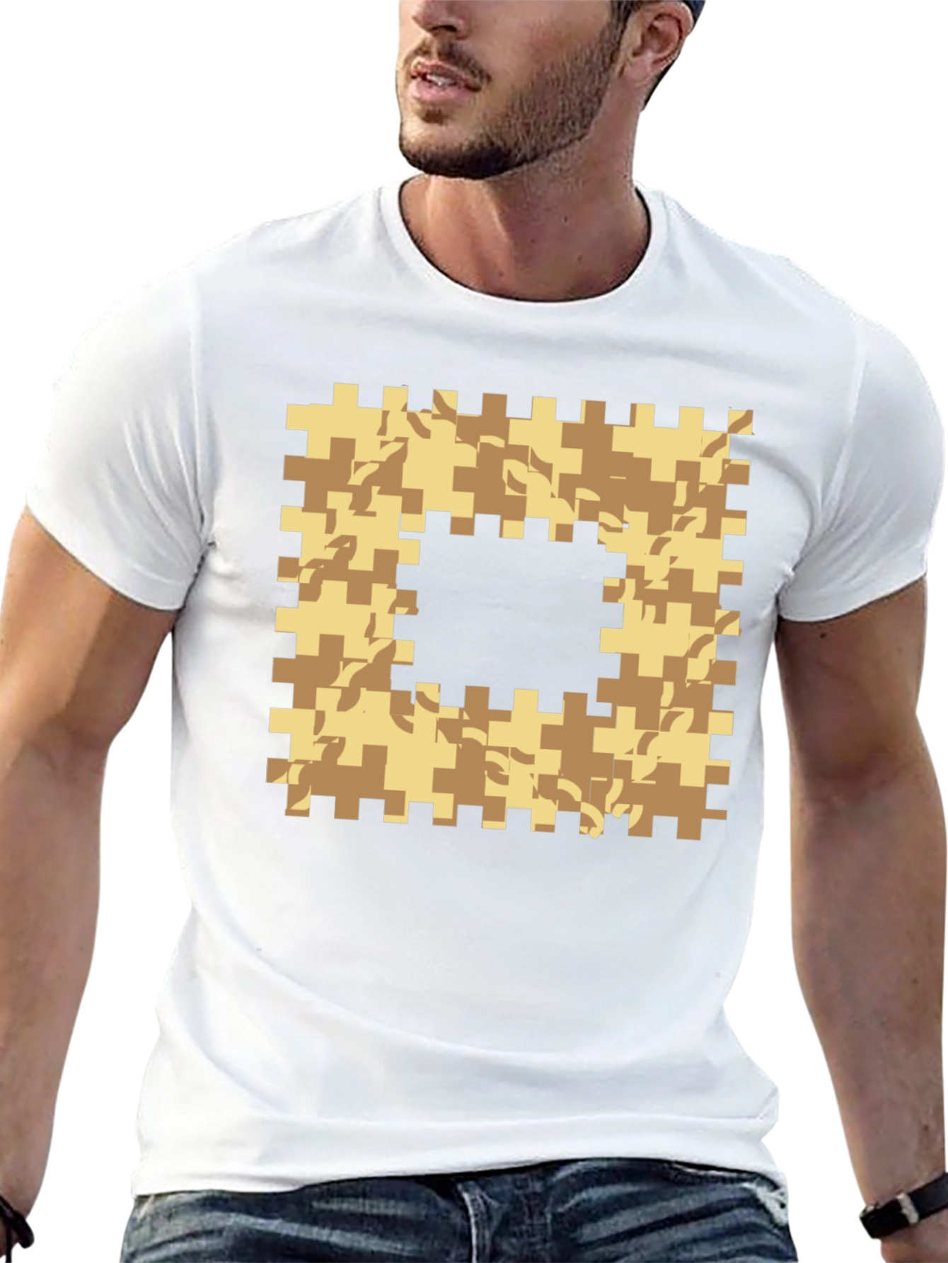 Geometric Camo Graphic T-Shirt - Black