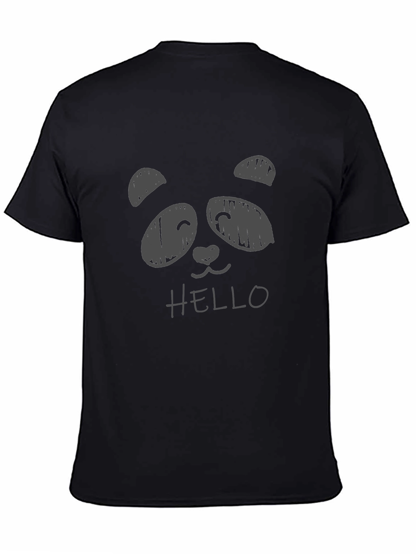 Panda Hello Graphic T-Shirt - Black
