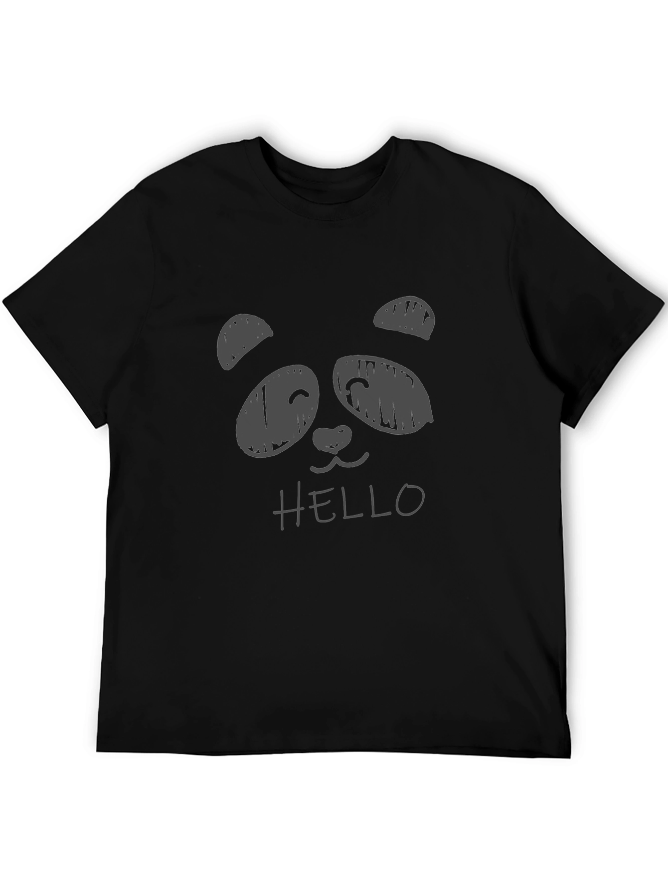 Panda Hello Graphic T-Shirt - Black