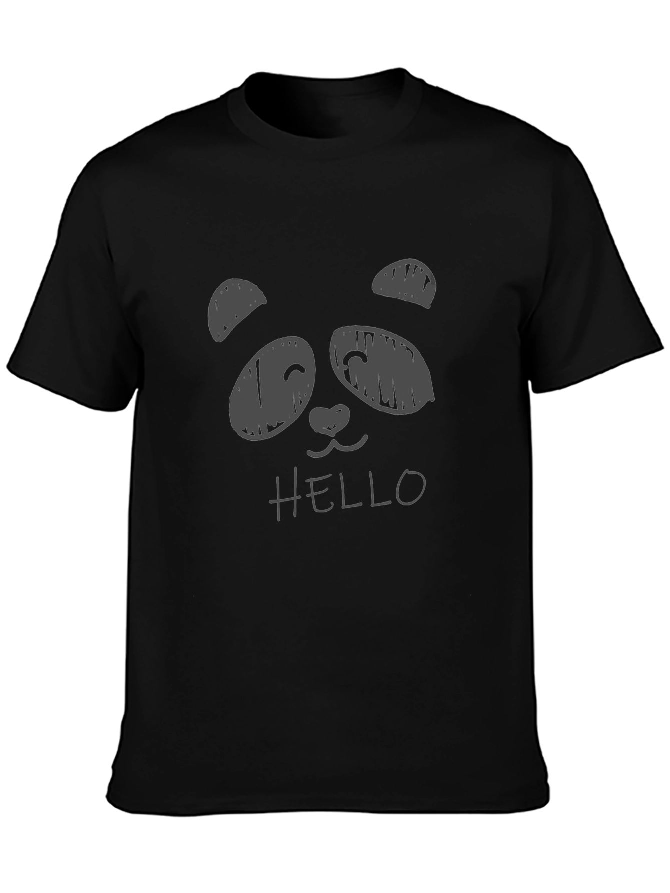 Panda Hello Graphic T-Shirt - Black