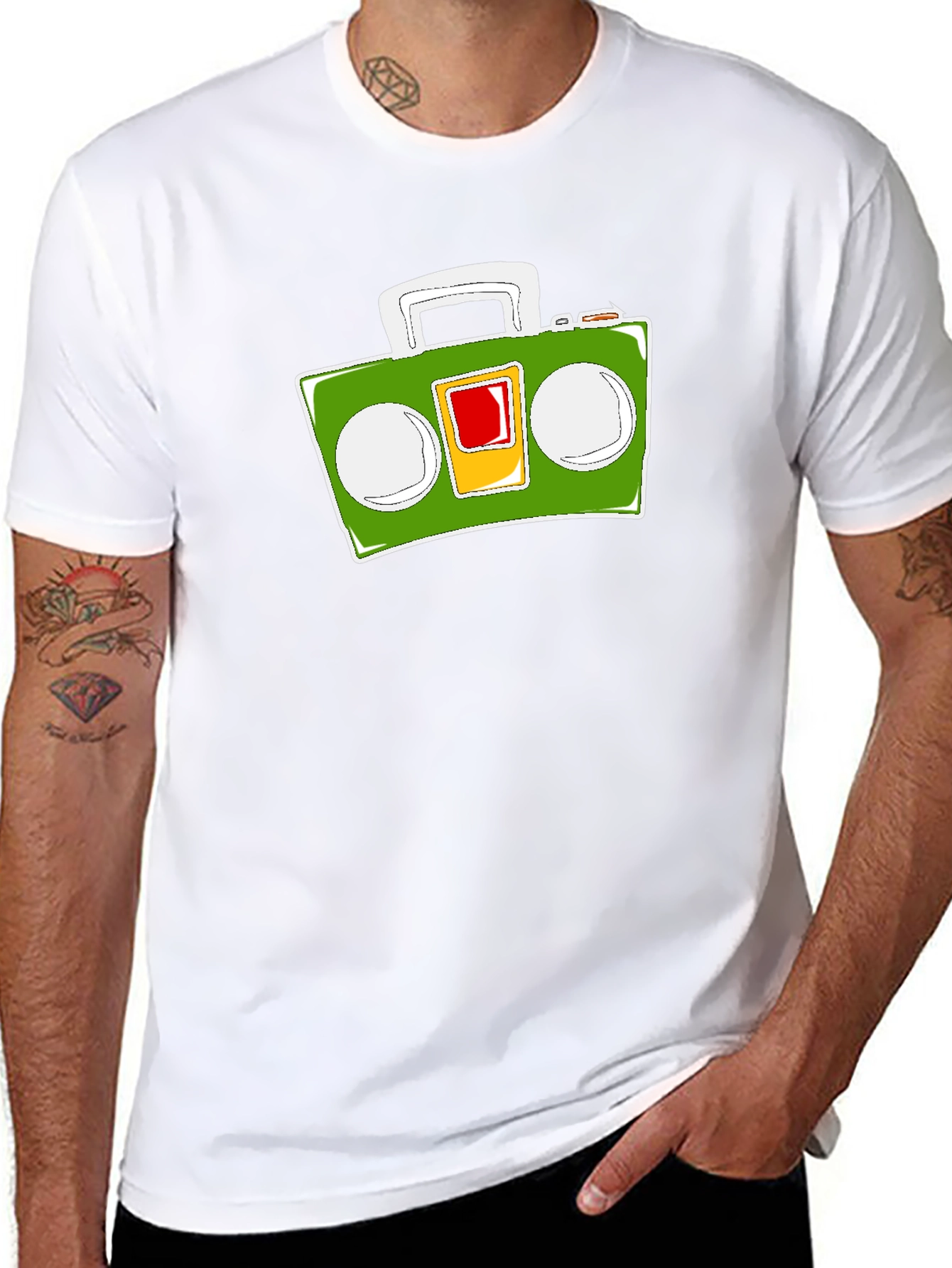 Retro Boombox Graphic Tee - Black