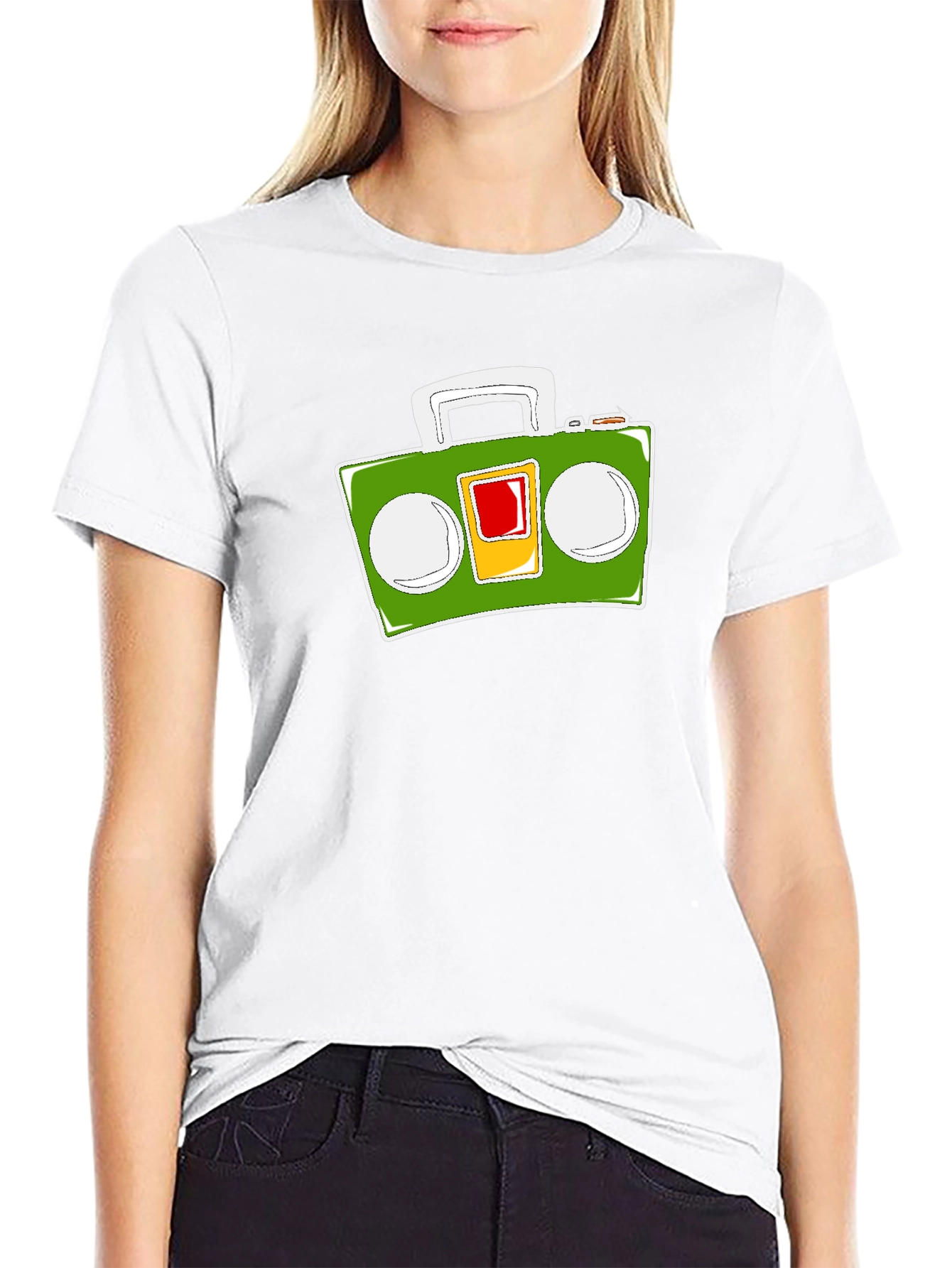 Retro Boombox Graphic Tee - Black