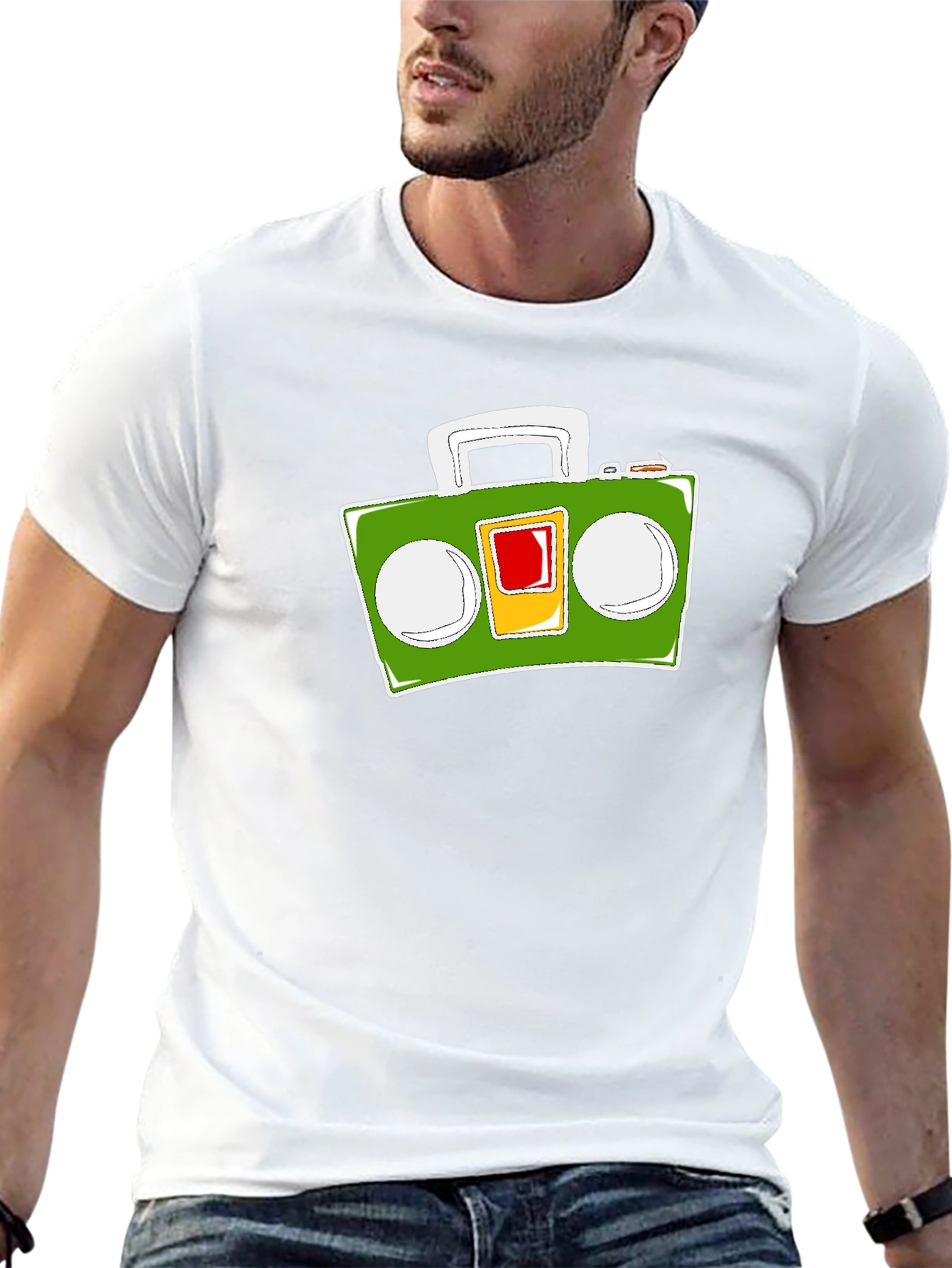 Retro Boombox Graphic Tee - Black
