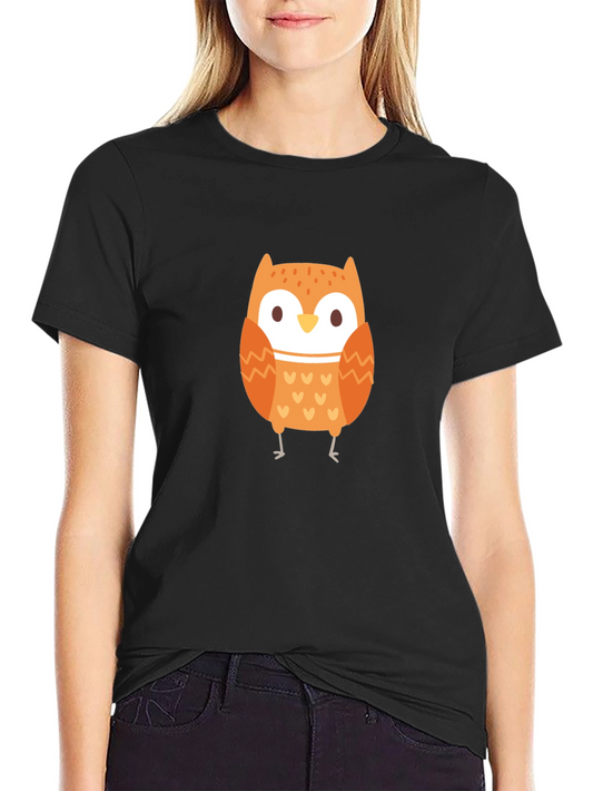 Cute Owl Graphic Black T-Shirt