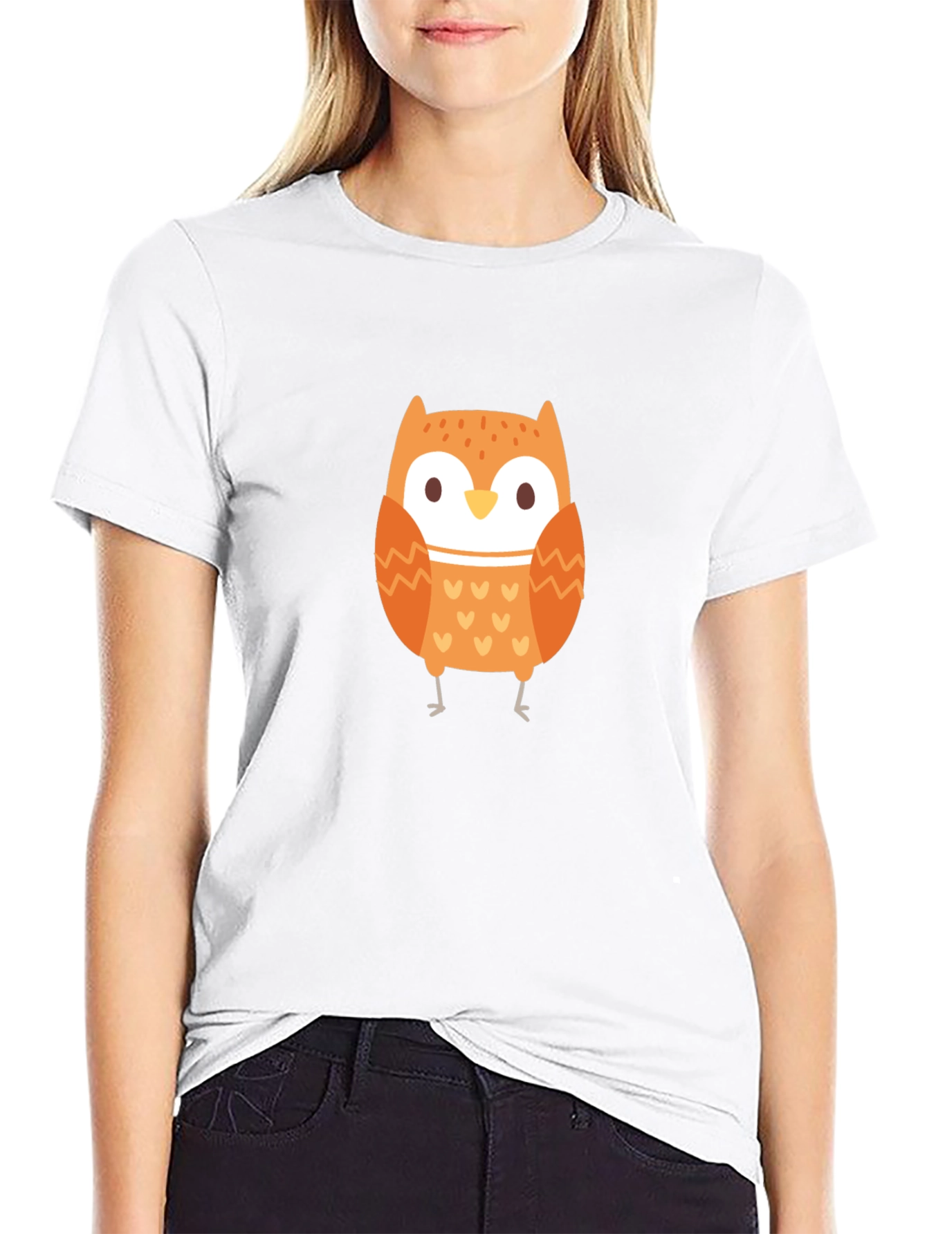 Cute Owl Graphic Black T-Shirt