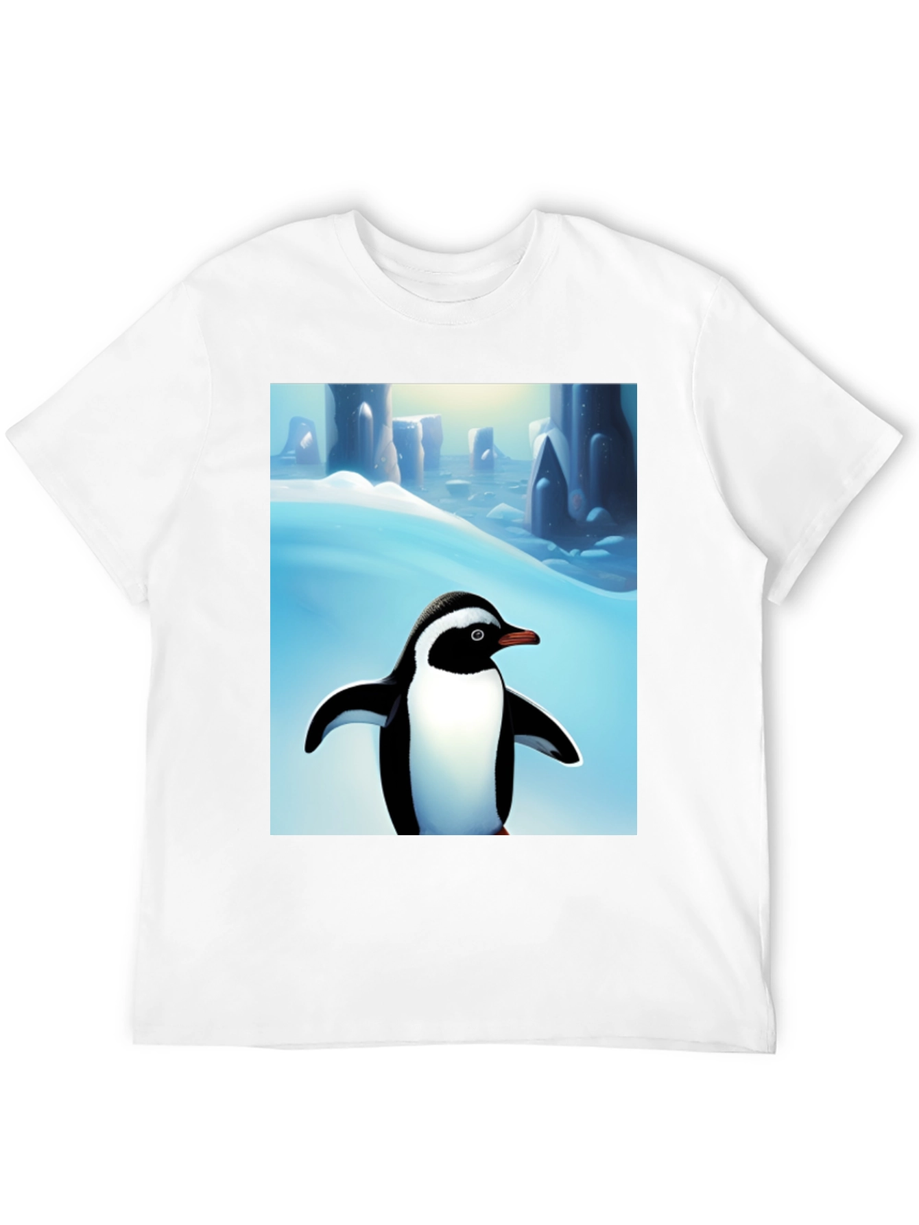 Penguin Arctic Scene Black T-Shirt