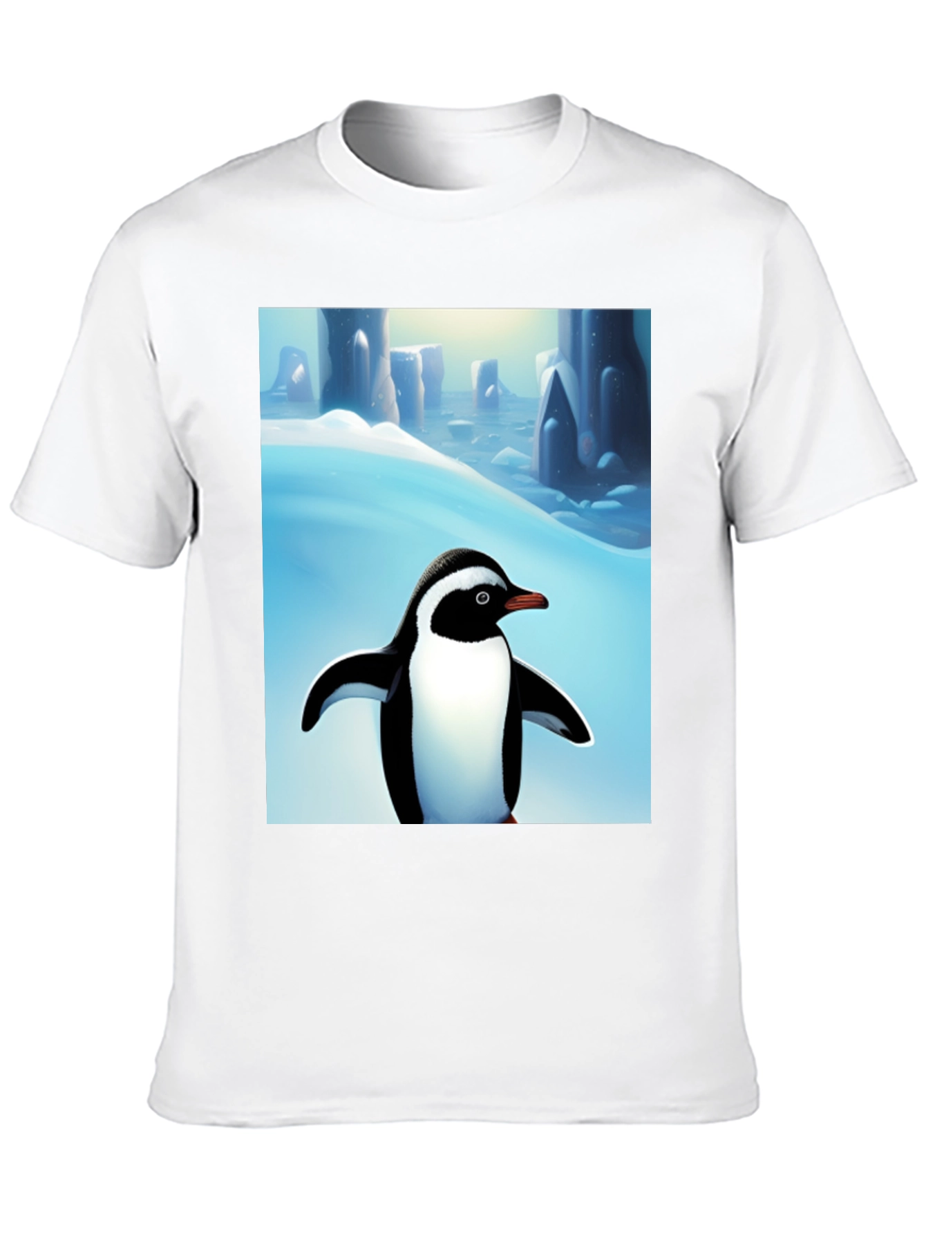 Penguin Arctic Scene Black T-Shirt