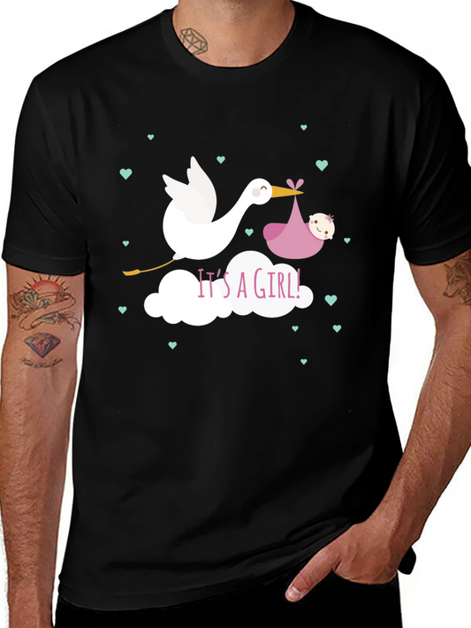 Its A Girl! Stork Baby Shower Graphic Tee