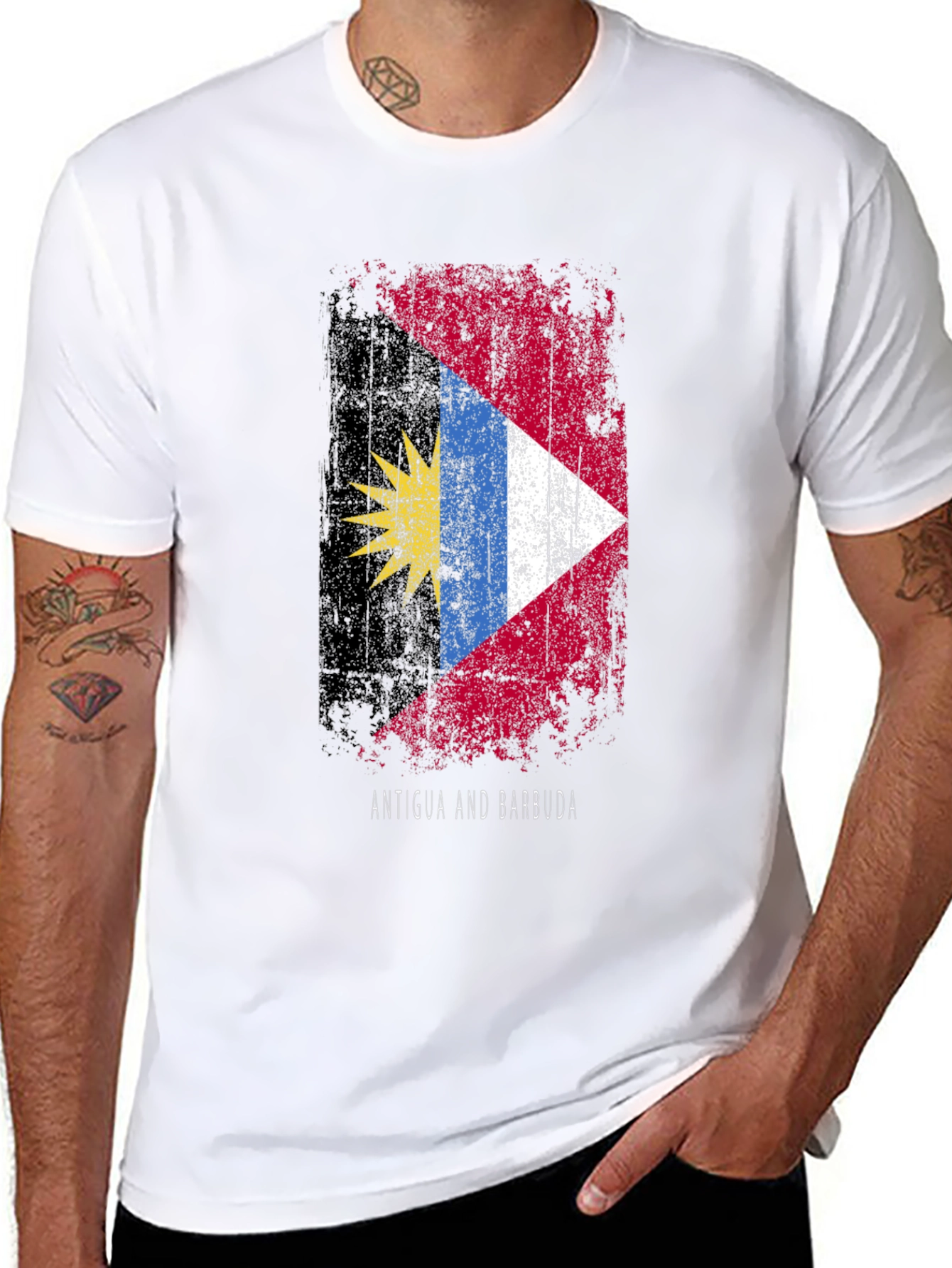 Antigua & Barbuda Flag T-Shirt - Distressed