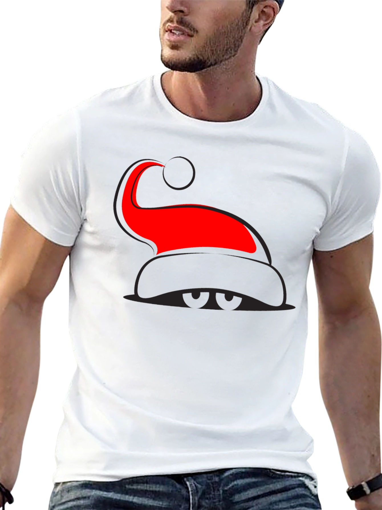 Santa Hat Graphic Tee - Festive Holiday T-Shirt