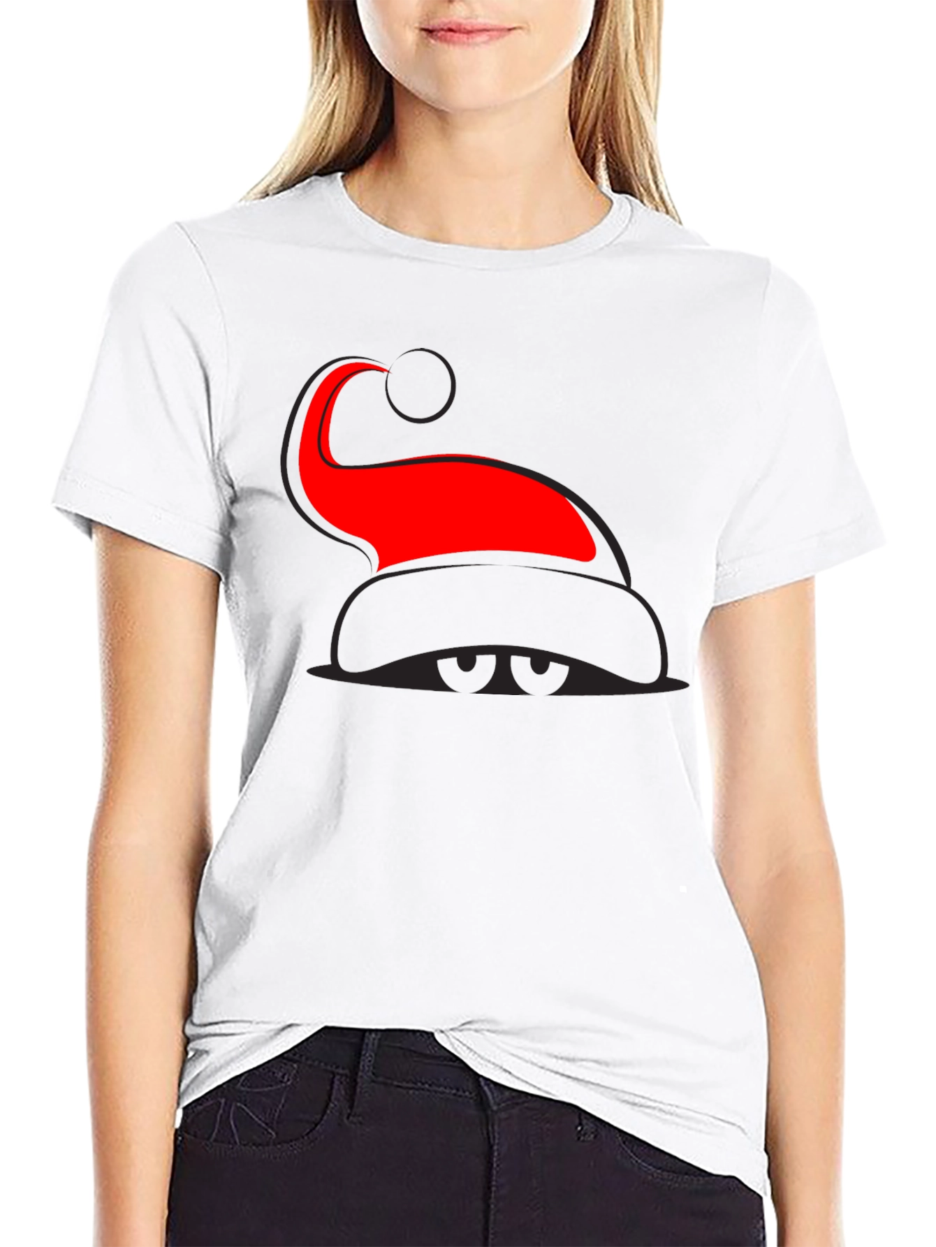 Santa Hat Graphic Tee - Festive Holiday T-Shirt
