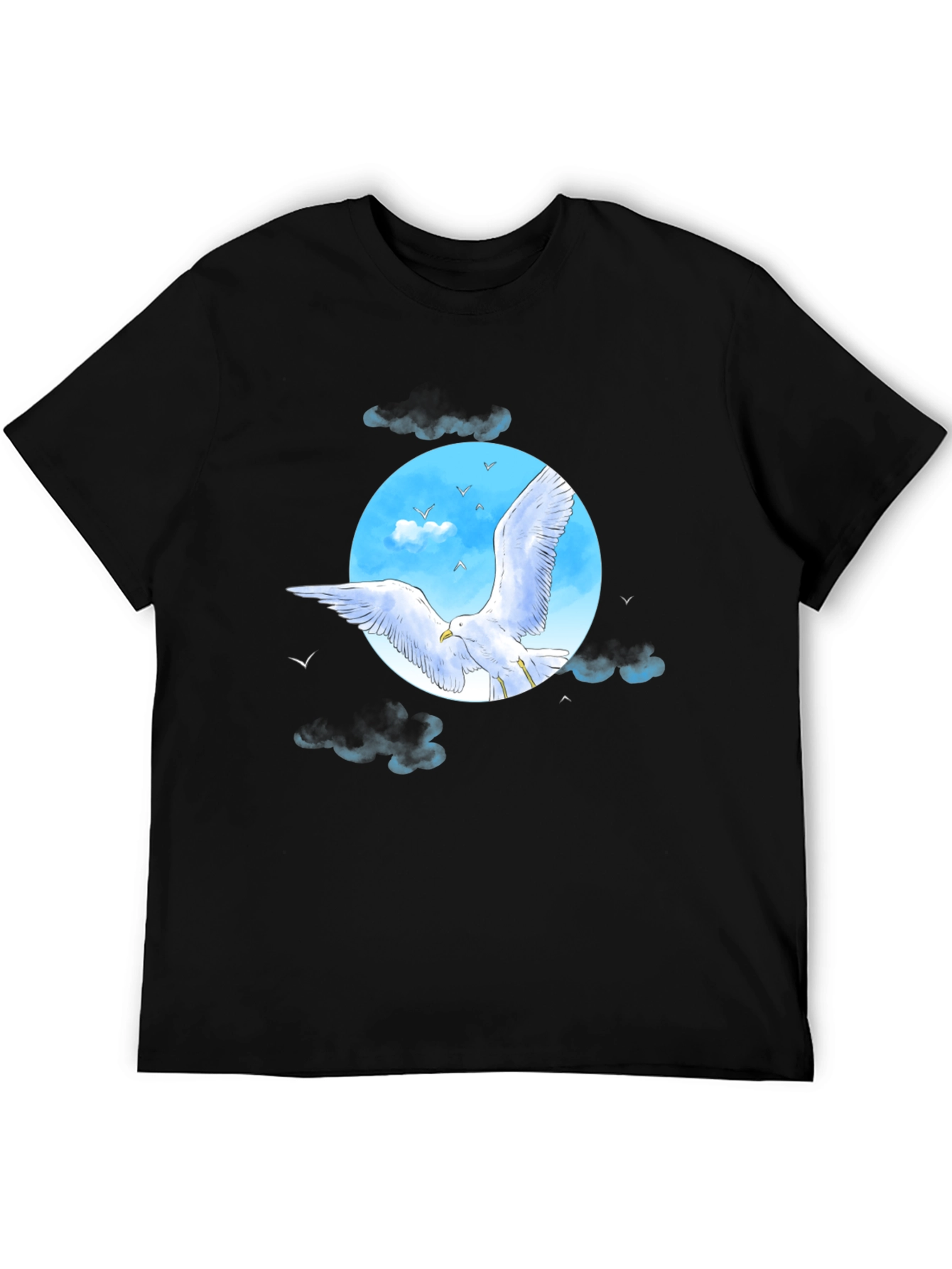 Seagull Sky Graphic Tee - Black Cotton Blend