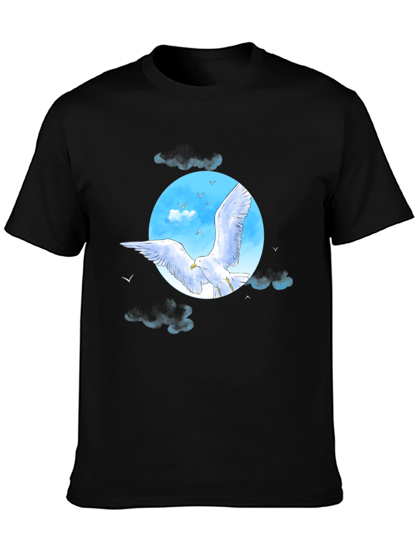 Seagull Sky Graphic Tee - Black Cotton Blend