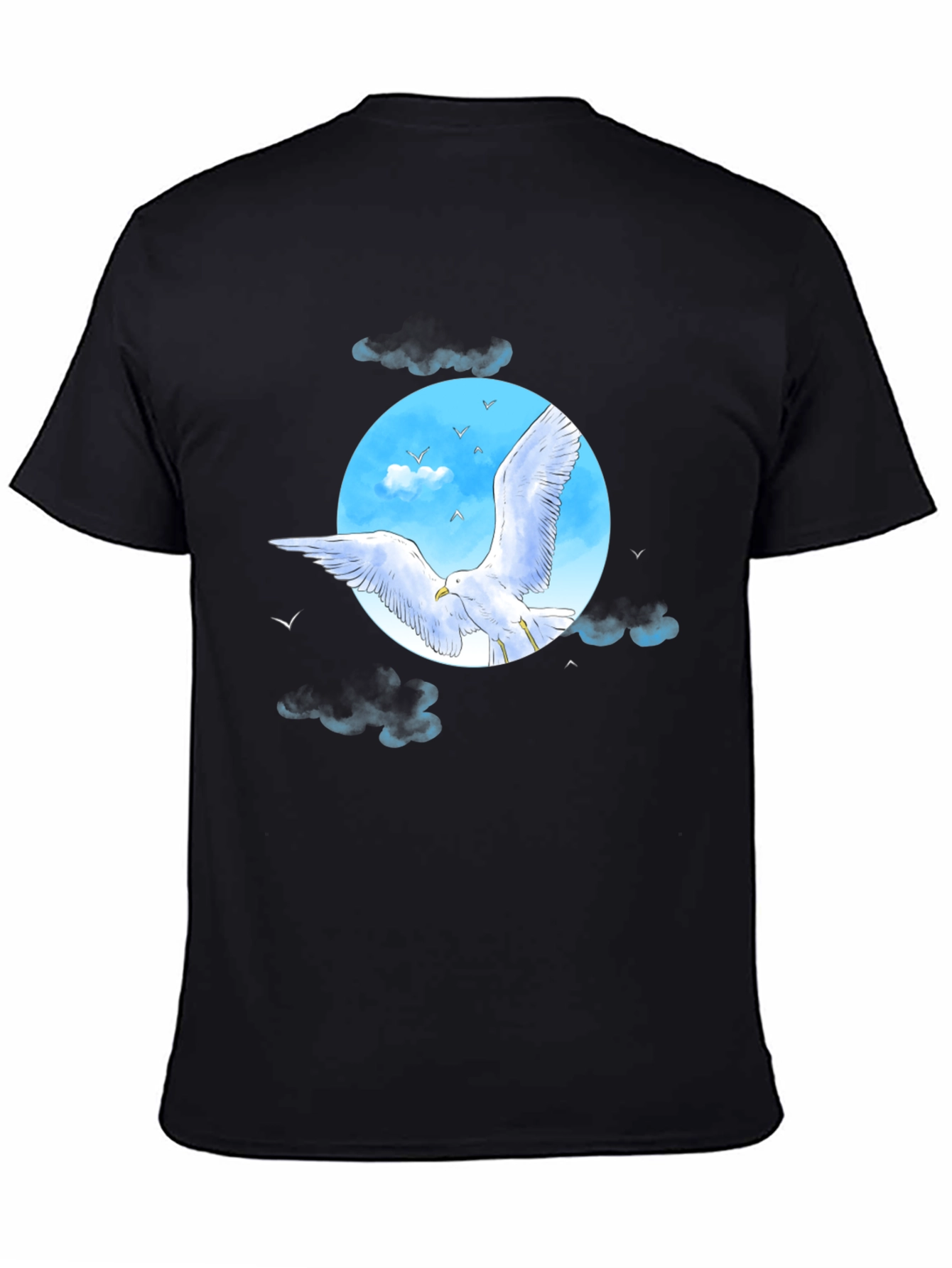 Seagull Sky Graphic Tee - Black Cotton Blend
