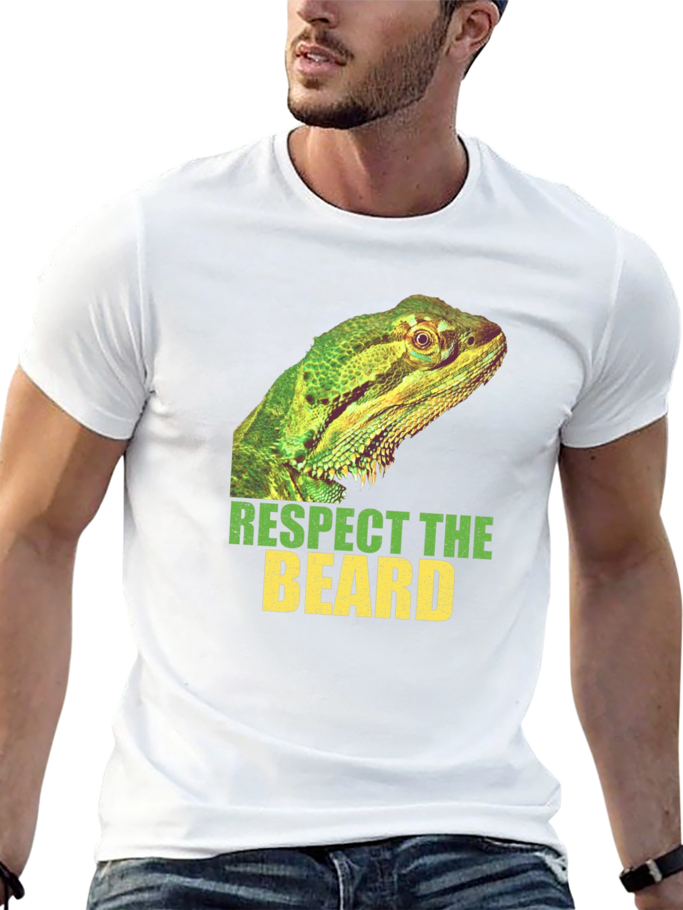 Respect The Beard Lizard Graphic T-Shirt