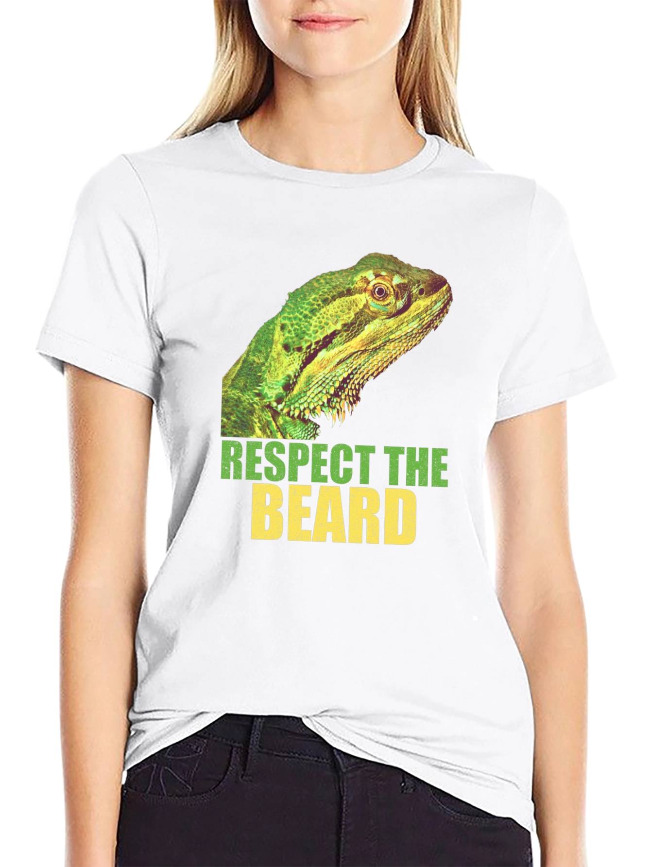 Respect The Beard Lizard Graphic T-Shirt