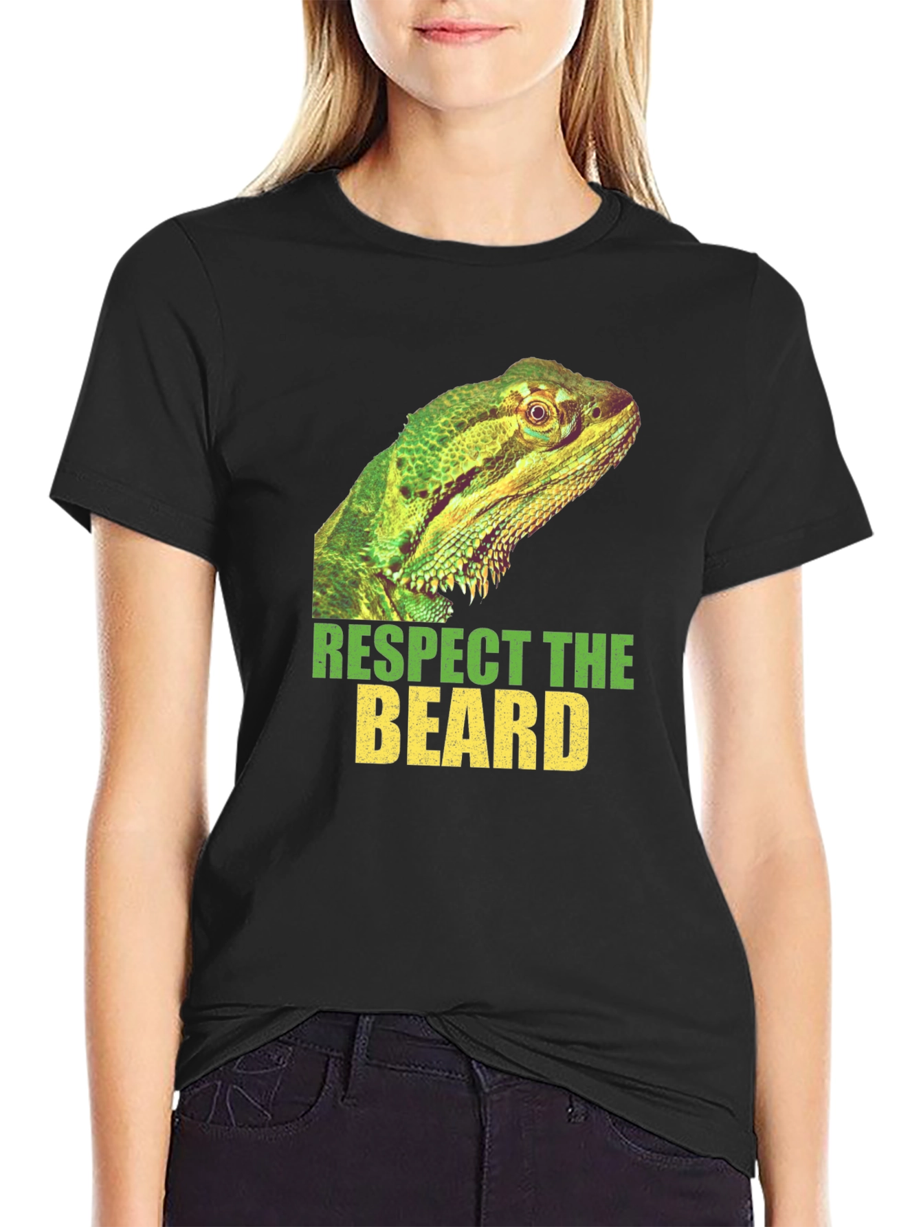 Respect The Beard Lizard Graphic T-Shirt