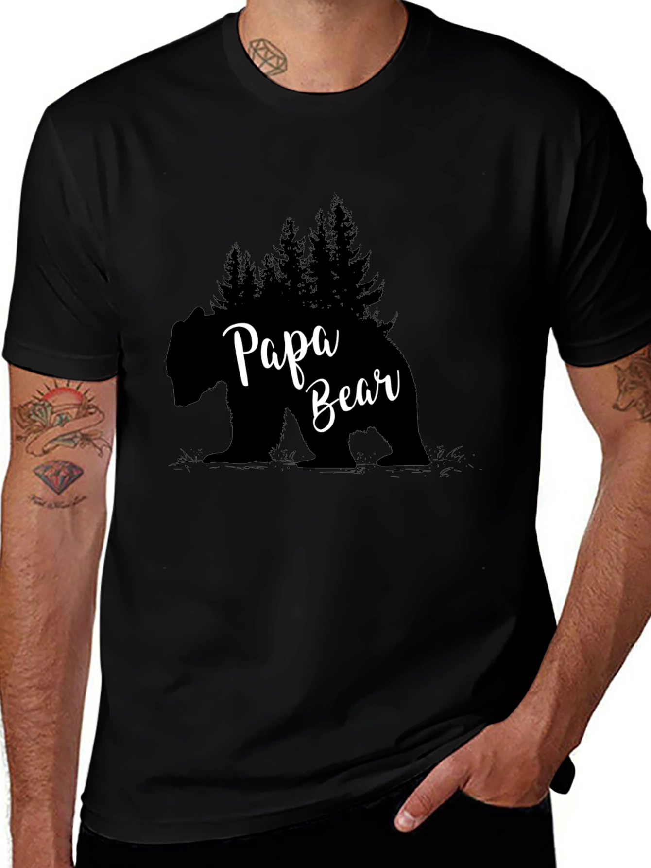 Papa Bear T-Shirt - Black Graphic Tee