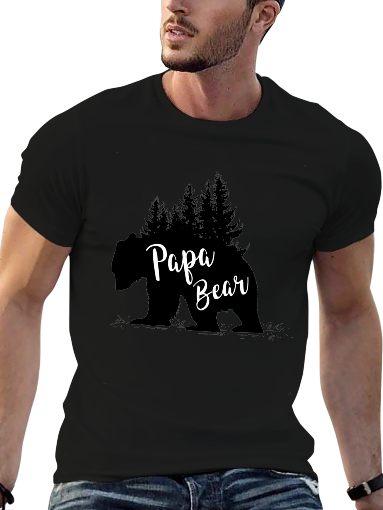 Papa Bear T-Shirt - Black Graphic Tee