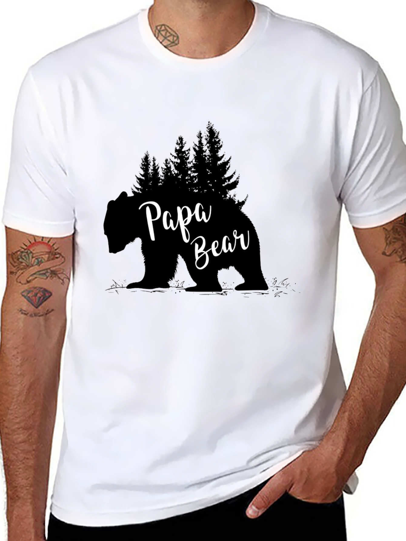 Papa Bear T-Shirt - Black Graphic Tee