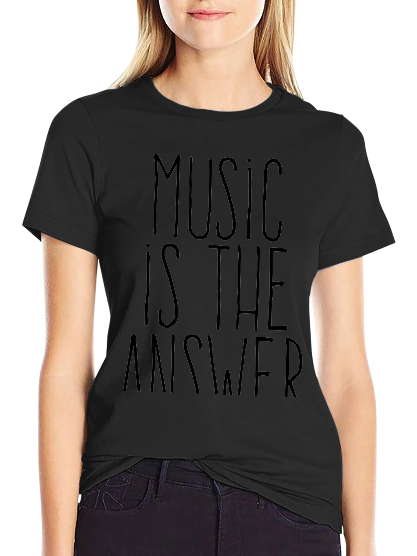 Music Is The Answer Black Graphic Tee