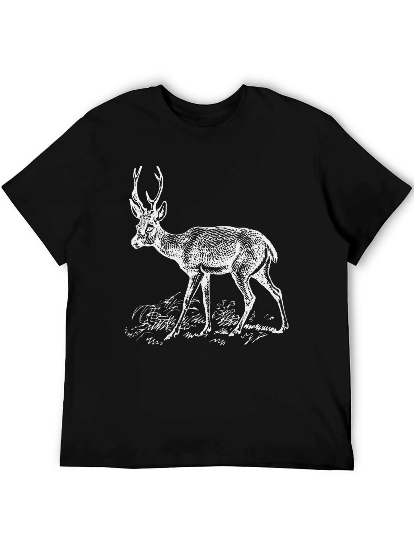 Deer Graphic Tee - Black Cotton Blend