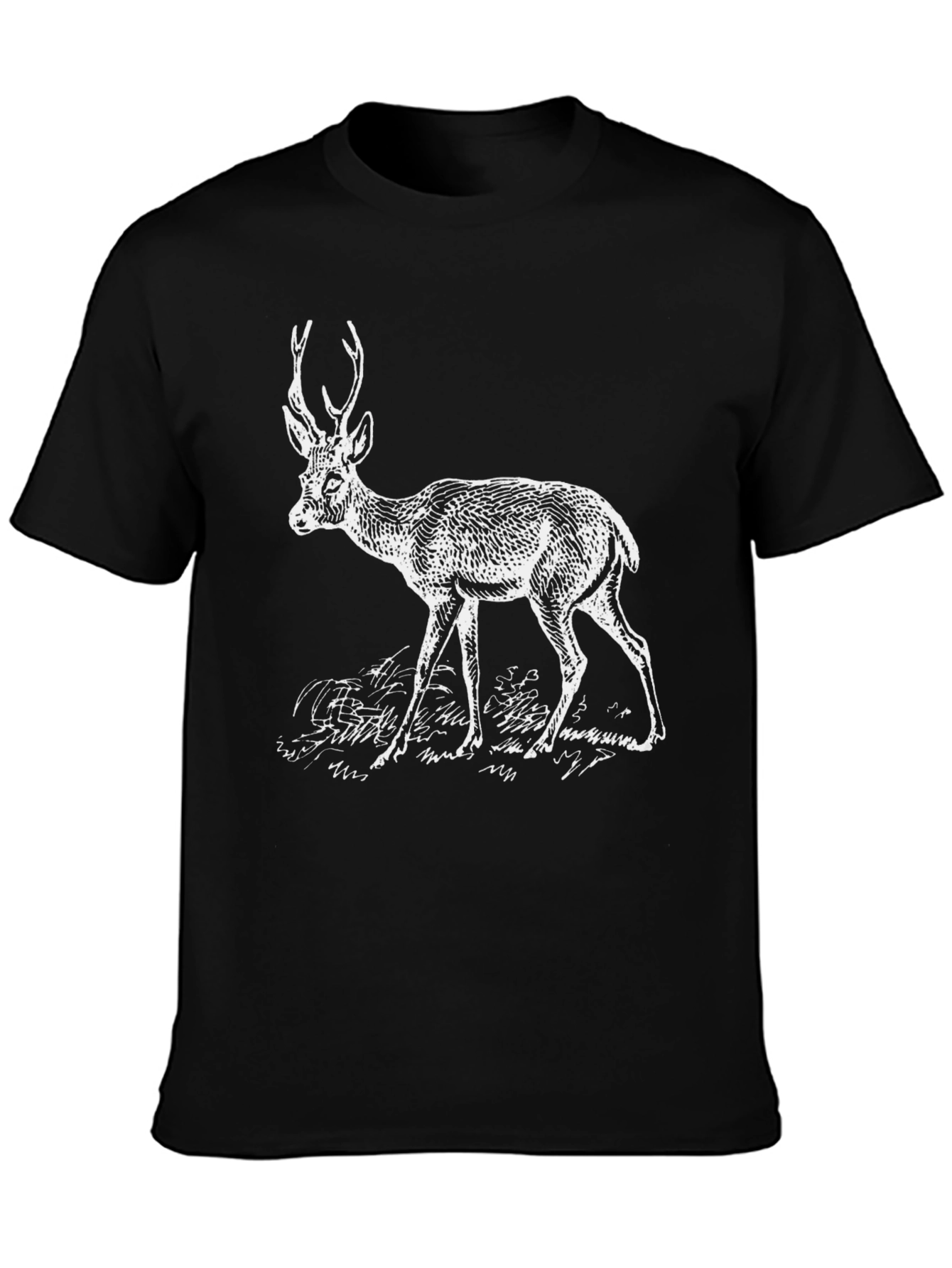 Deer Graphic Tee - Black Cotton Blend