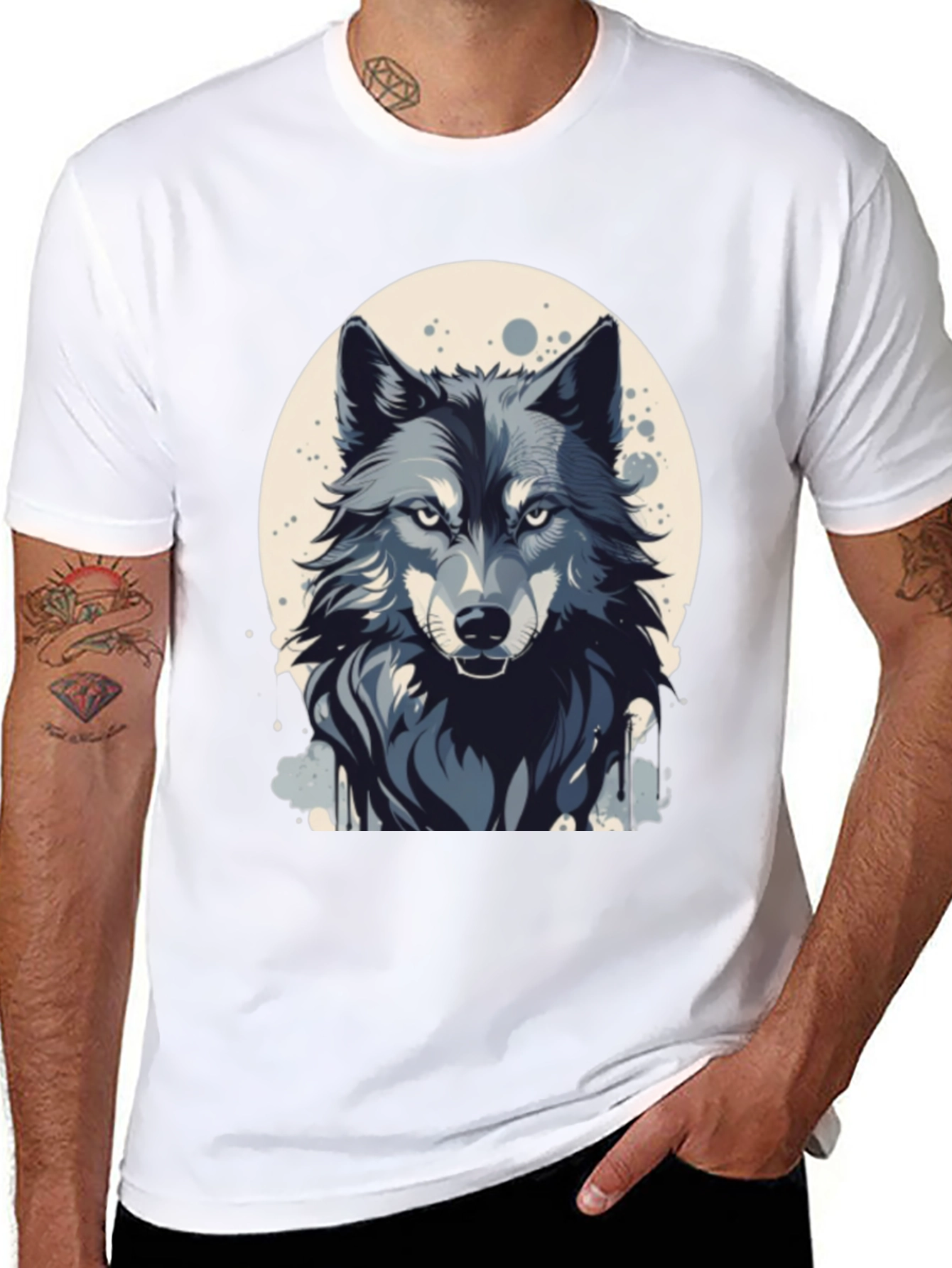 Mens Wolf Graphic Black T-Shirt