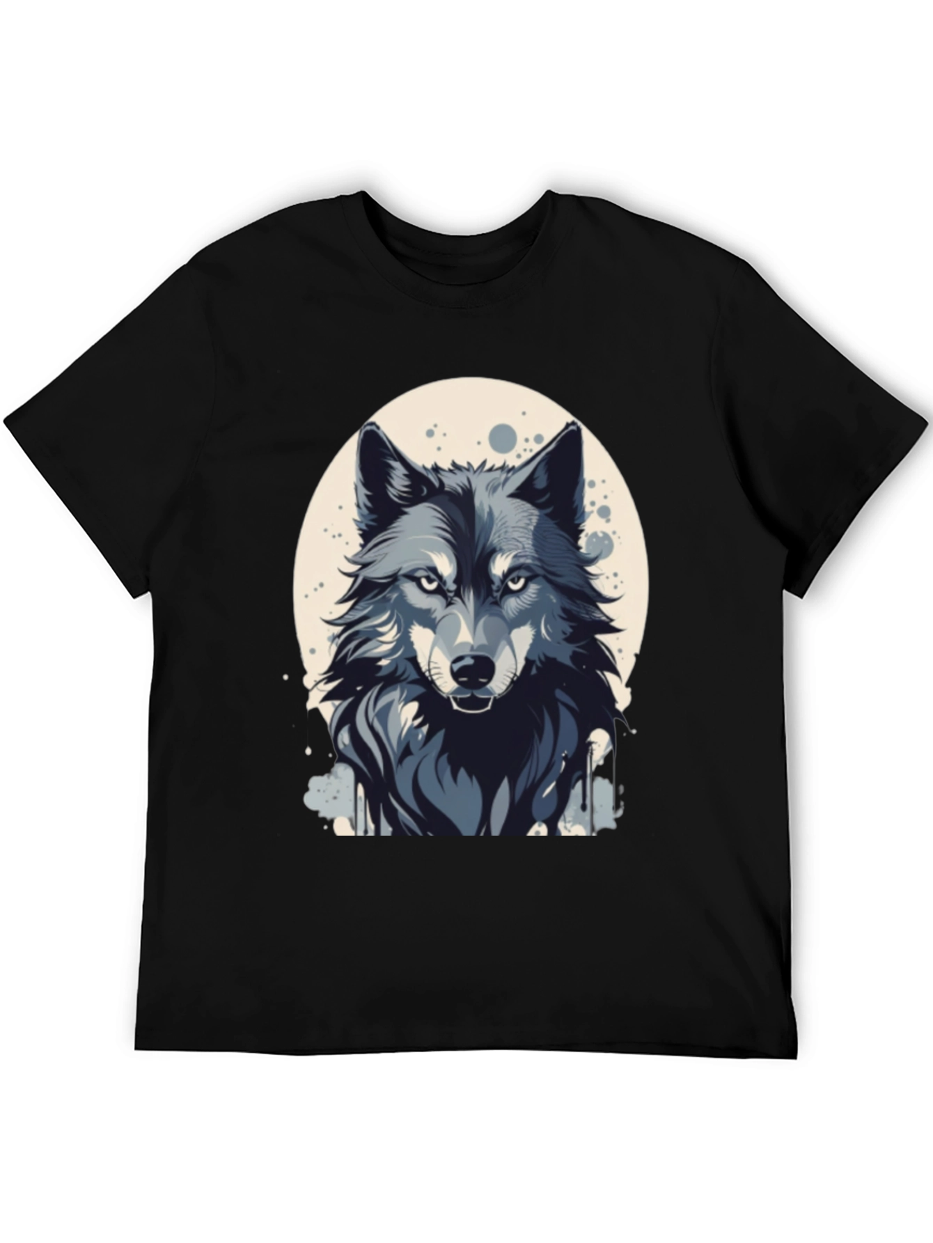 Mens Wolf Graphic Black T-Shirt