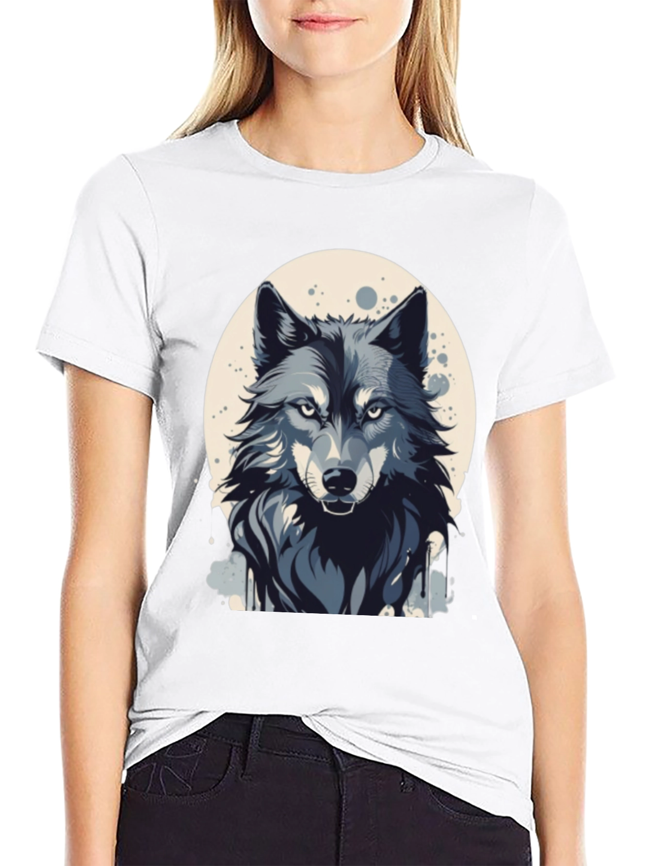 Mens Wolf Graphic Black T-Shirt