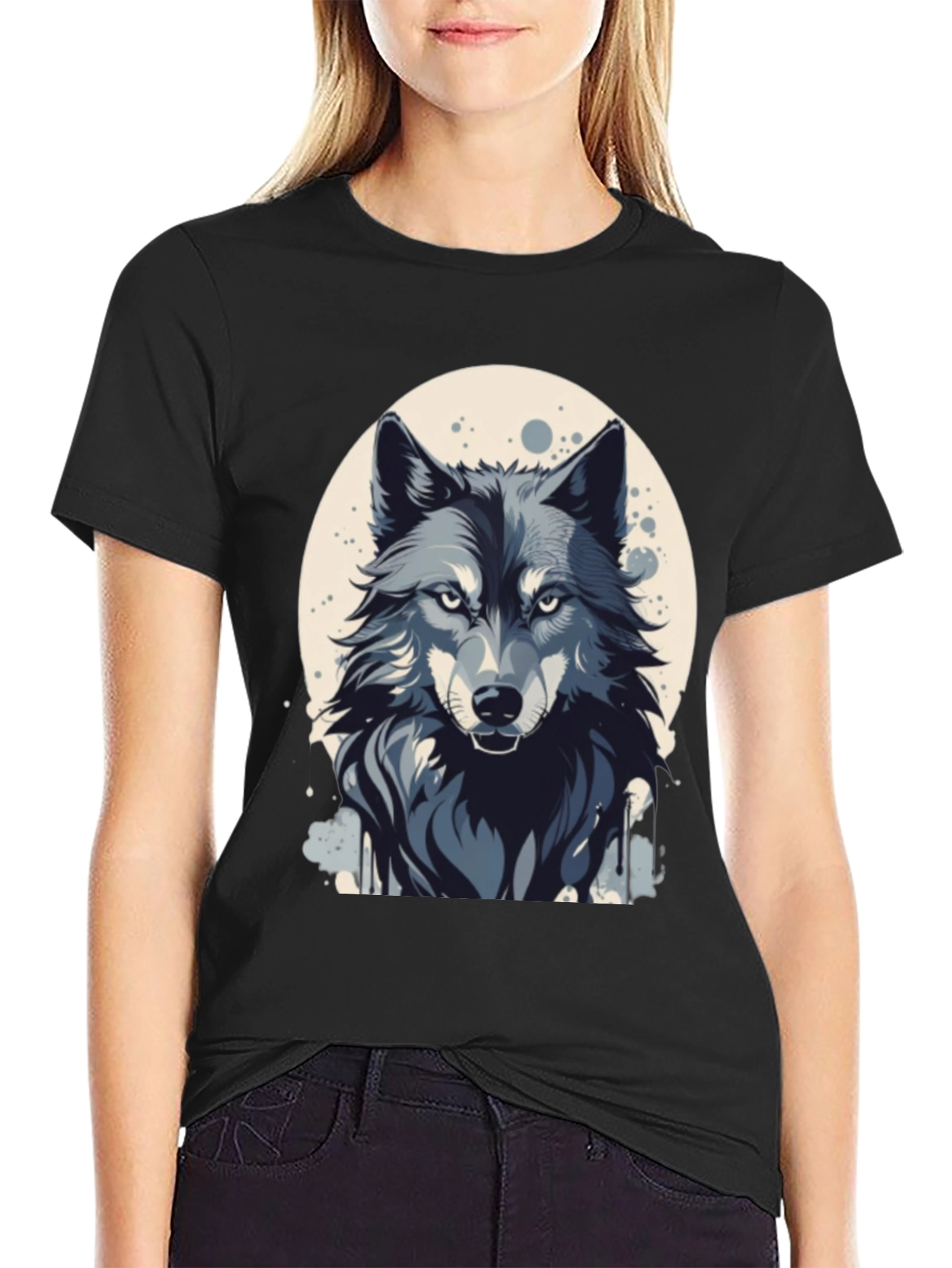 Mens Wolf Graphic Black T-Shirt