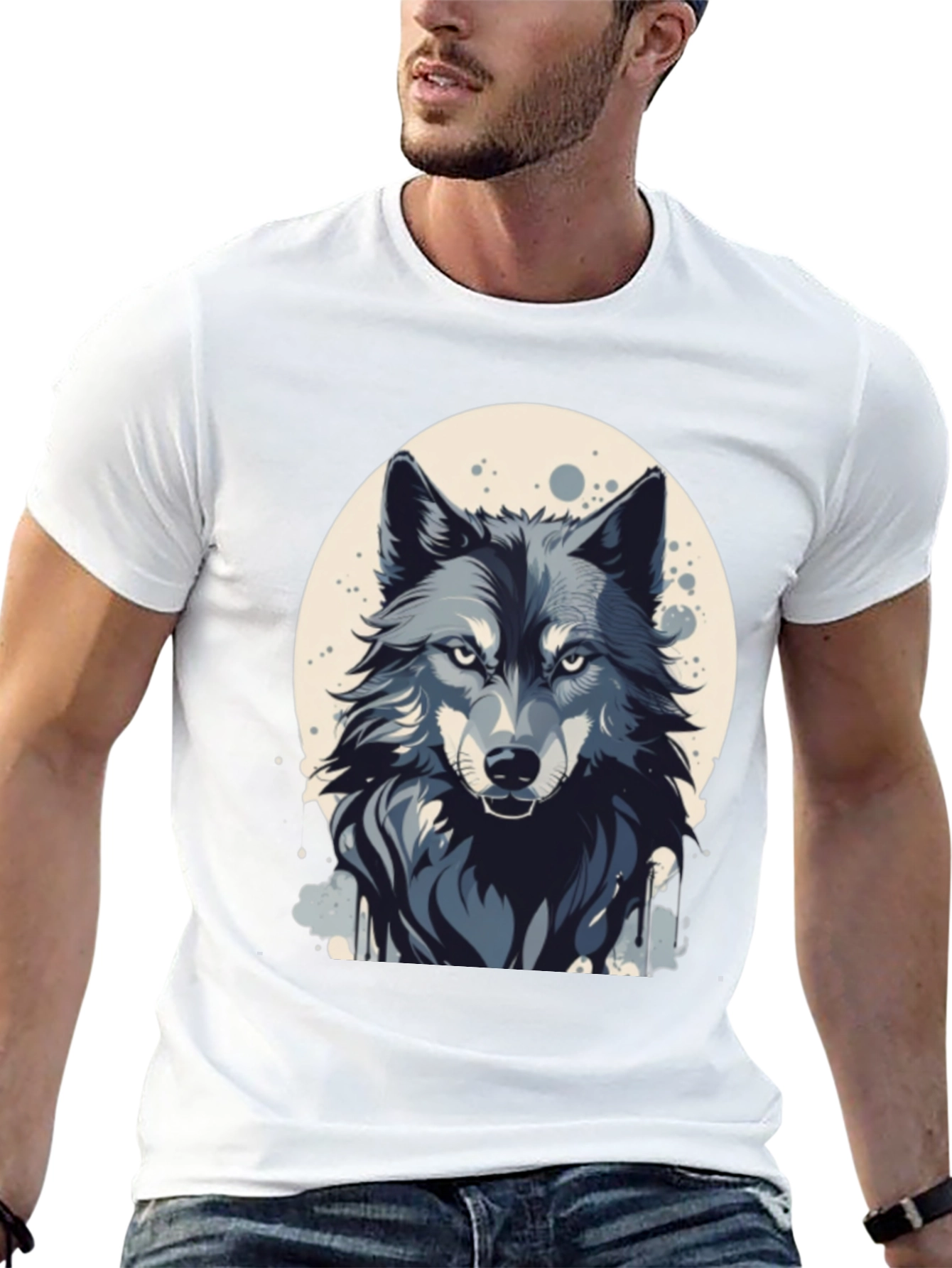Mens Wolf Graphic Black T-Shirt