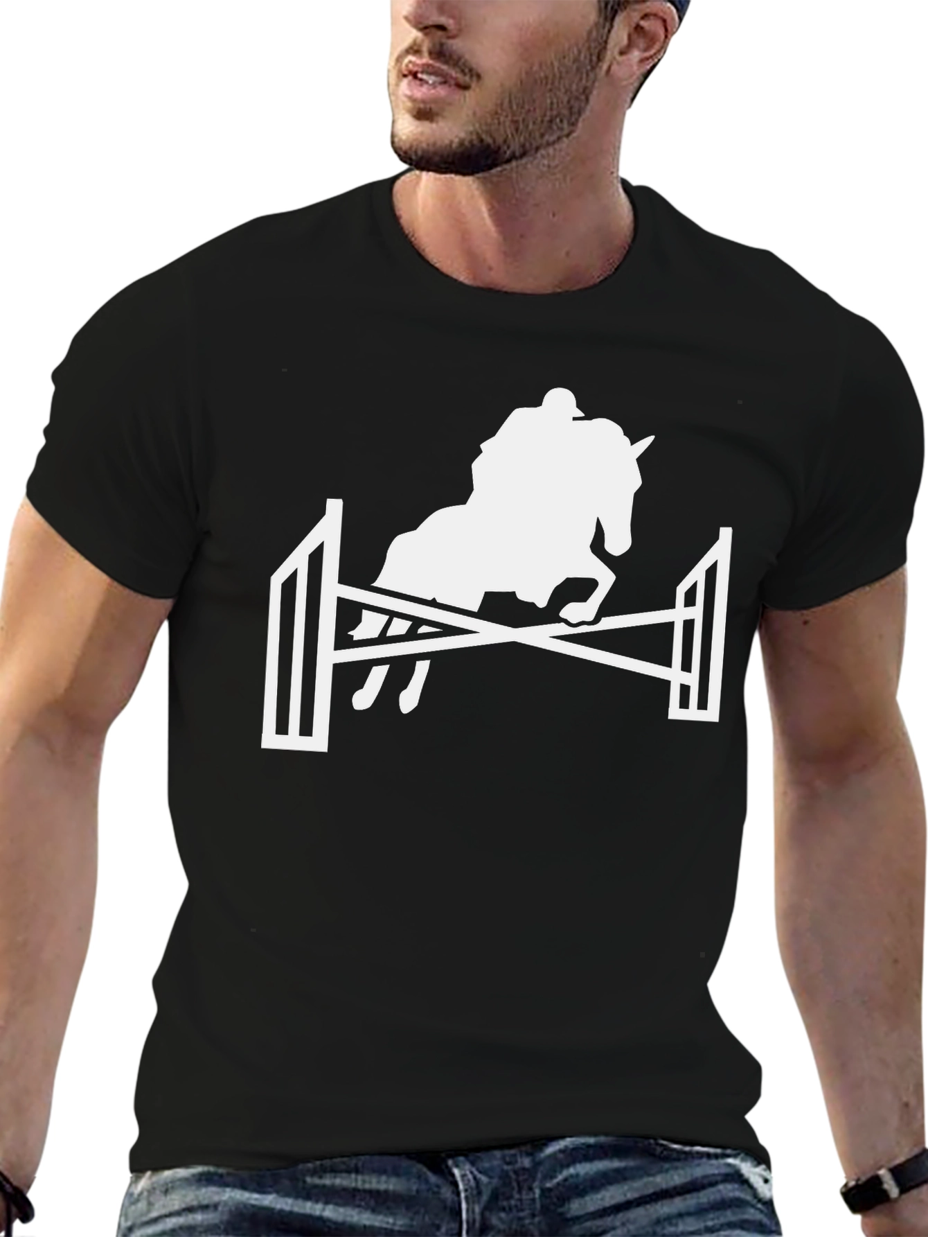 Equestrian Jumping Horse T-Shirt - Black