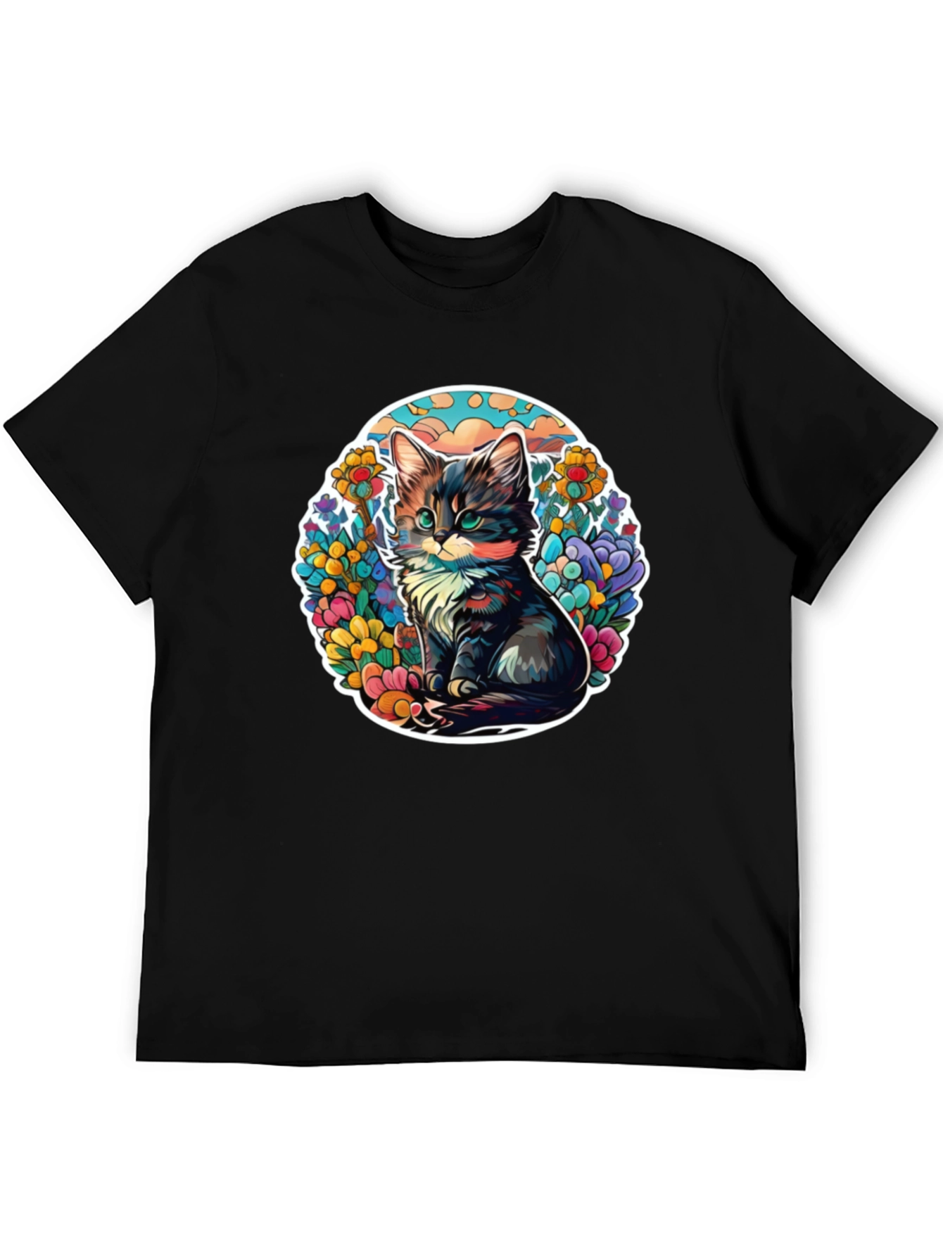 Cute Cat Floral T-Shirt